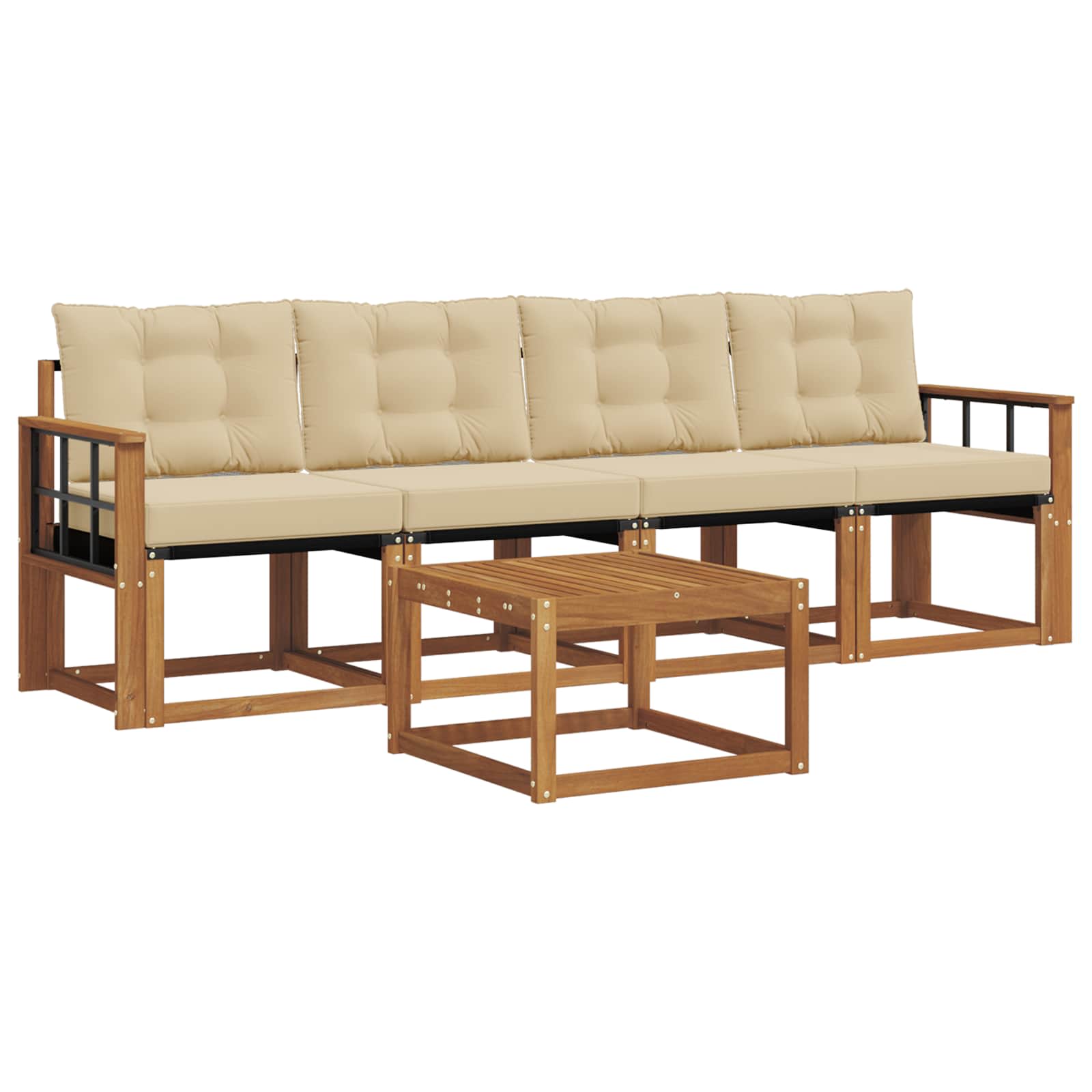 Buiten bankenset met kussen 5 pcs Natuurlijk en Beige is nu te koop bij PeponiXL, paradijselijk wonen!