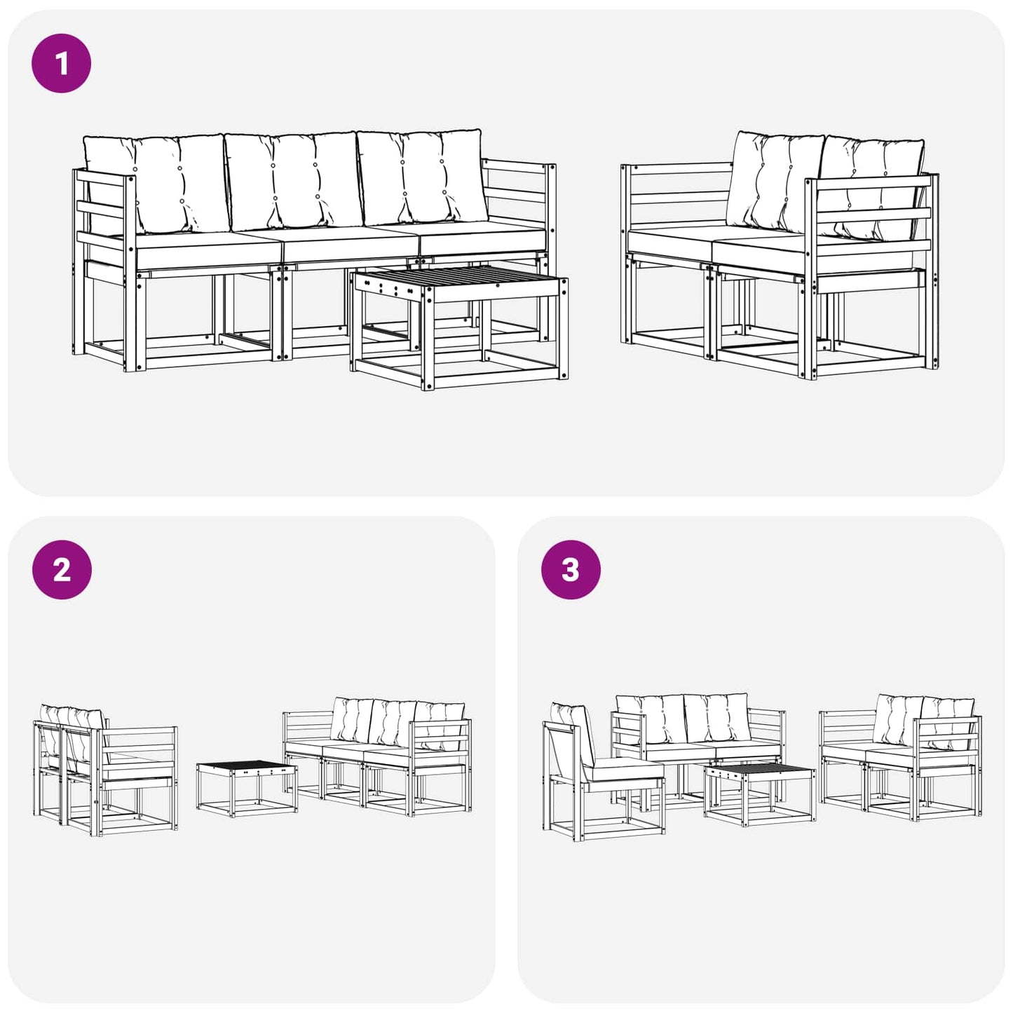 Buiten bankenset met kussen 6 pcs Natuurlijk en Zwart is nu te koop bij PeponiXL, paradijselijk wonen!