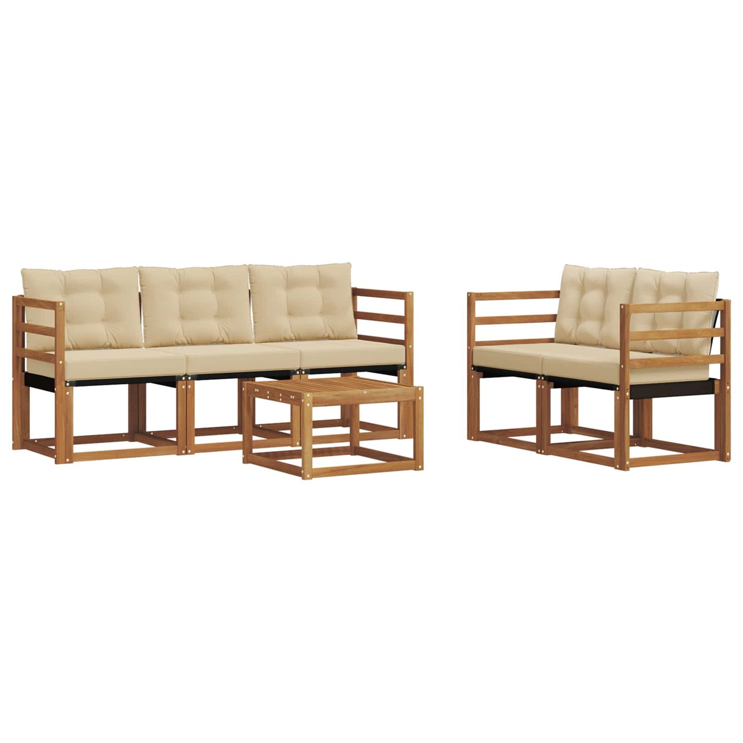 Buiten bankenset met kussen 6 pcs Natuurlijk en Beige is nu te koop bij PeponiXL, paradijselijk wonen!