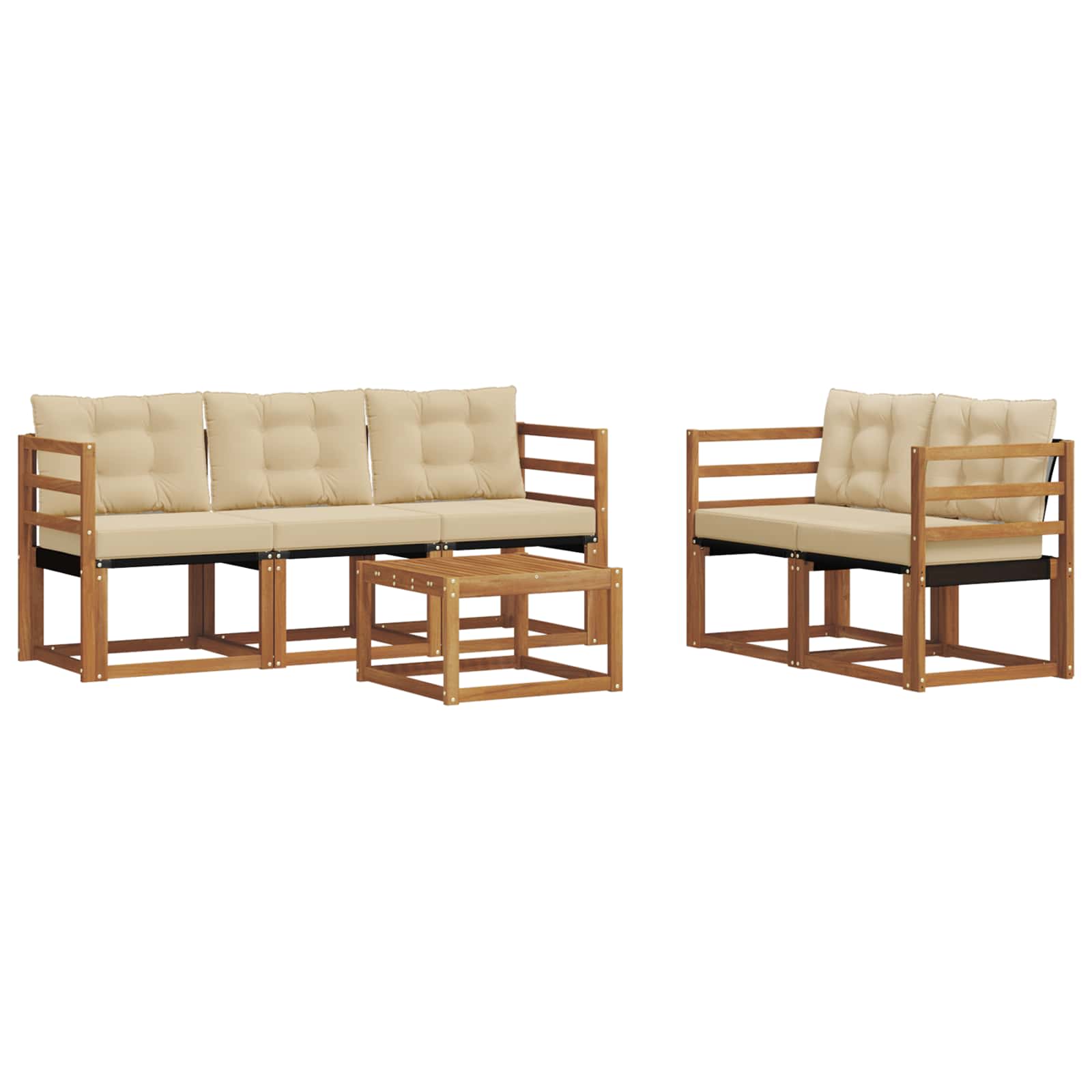 Buiten bankenset met kussen 6 pcs Natuurlijk en Beige is nu te koop bij PeponiXL, paradijselijk wonen!