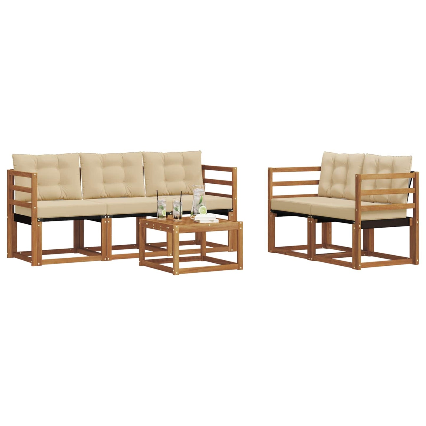 Buiten bankenset met kussen 6 pcs Natuurlijk en Beige is nu te koop bij PeponiXL, paradijselijk wonen!
