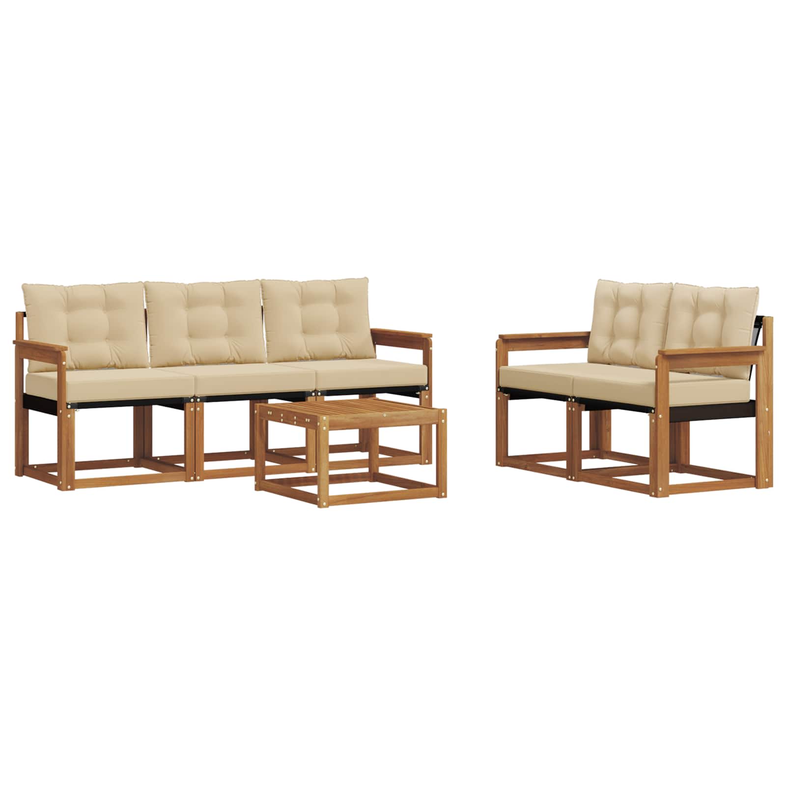 Buiten bankenset met kussen 6 pcs Natuurlijk en Beige is nu te koop bij PeponiXL, paradijselijk wonen!