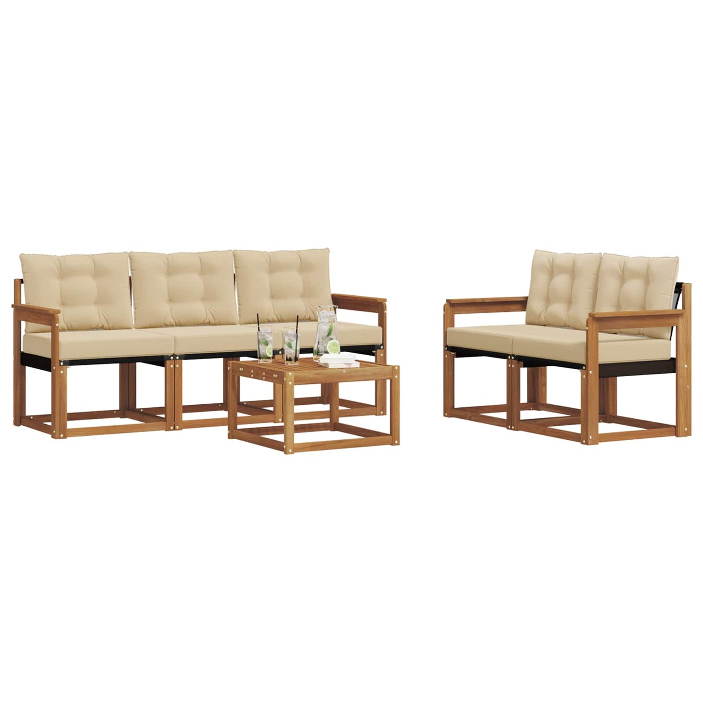 Buiten bankenset met kussen 6 pcs Natuurlijk en Beige is nu te koop bij PeponiXL, paradijselijk wonen!