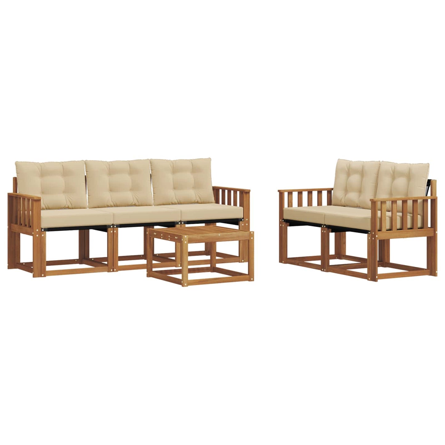 Buiten bankenset met kussen 6 pcs Natuurlijk en Beige is nu te koop bij PeponiXL, paradijselijk wonen!