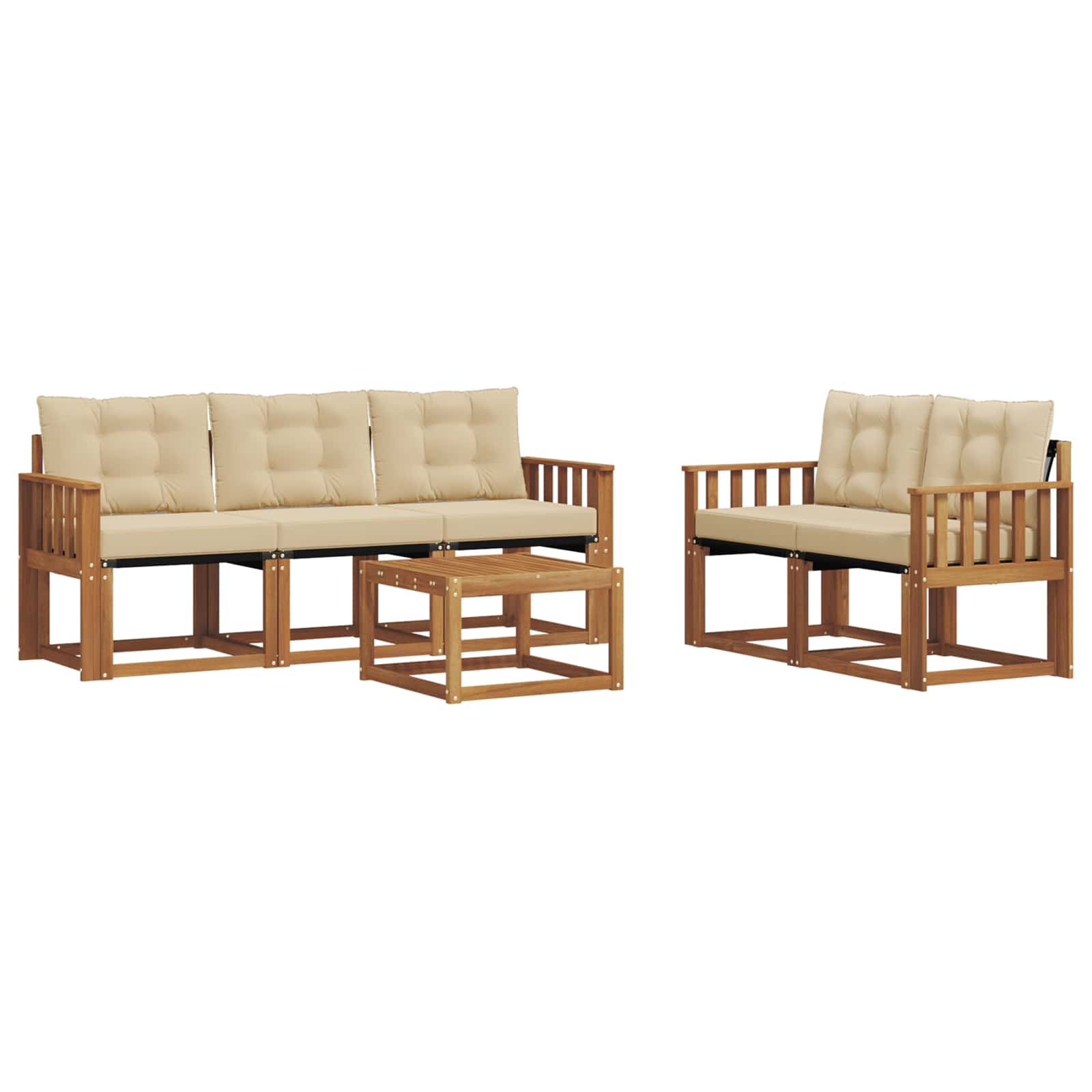 Buiten bankenset met kussen 6 pcs Natuurlijk en Beige is nu te koop bij PeponiXL, paradijselijk wonen!