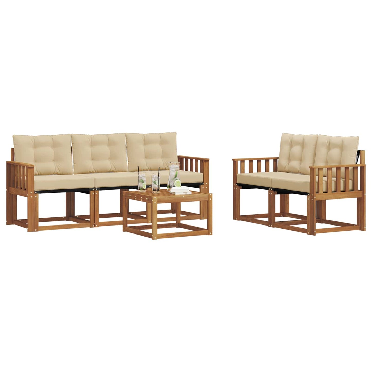 Buiten bankenset met kussen 6 pcs Natuurlijk en Beige is nu te koop bij PeponiXL, paradijselijk wonen!