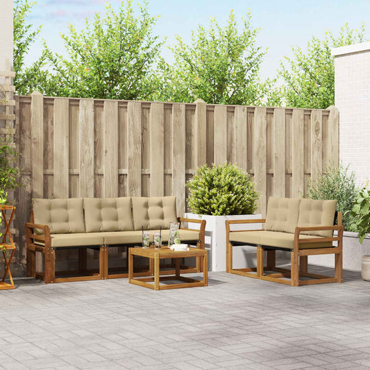 Buiten bankenset met kussen 6 pcs Natuurlijk en Beige is nu te koop bij PeponiXL, paradijselijk wonen!