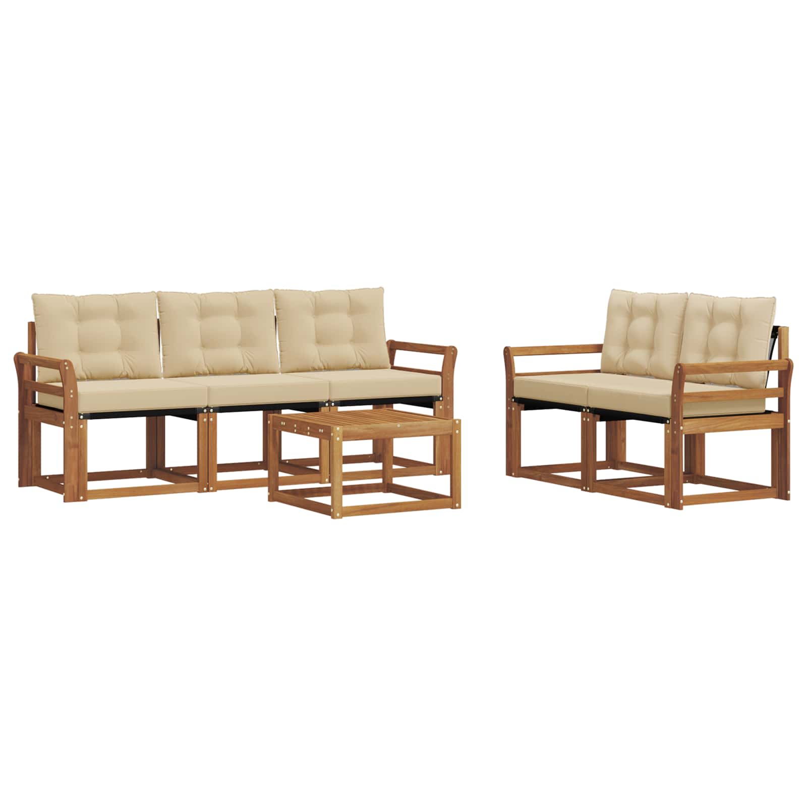 Buiten bankenset met kussen 6 pcs Natuurlijk en Beige is nu te koop bij PeponiXL, paradijselijk wonen!