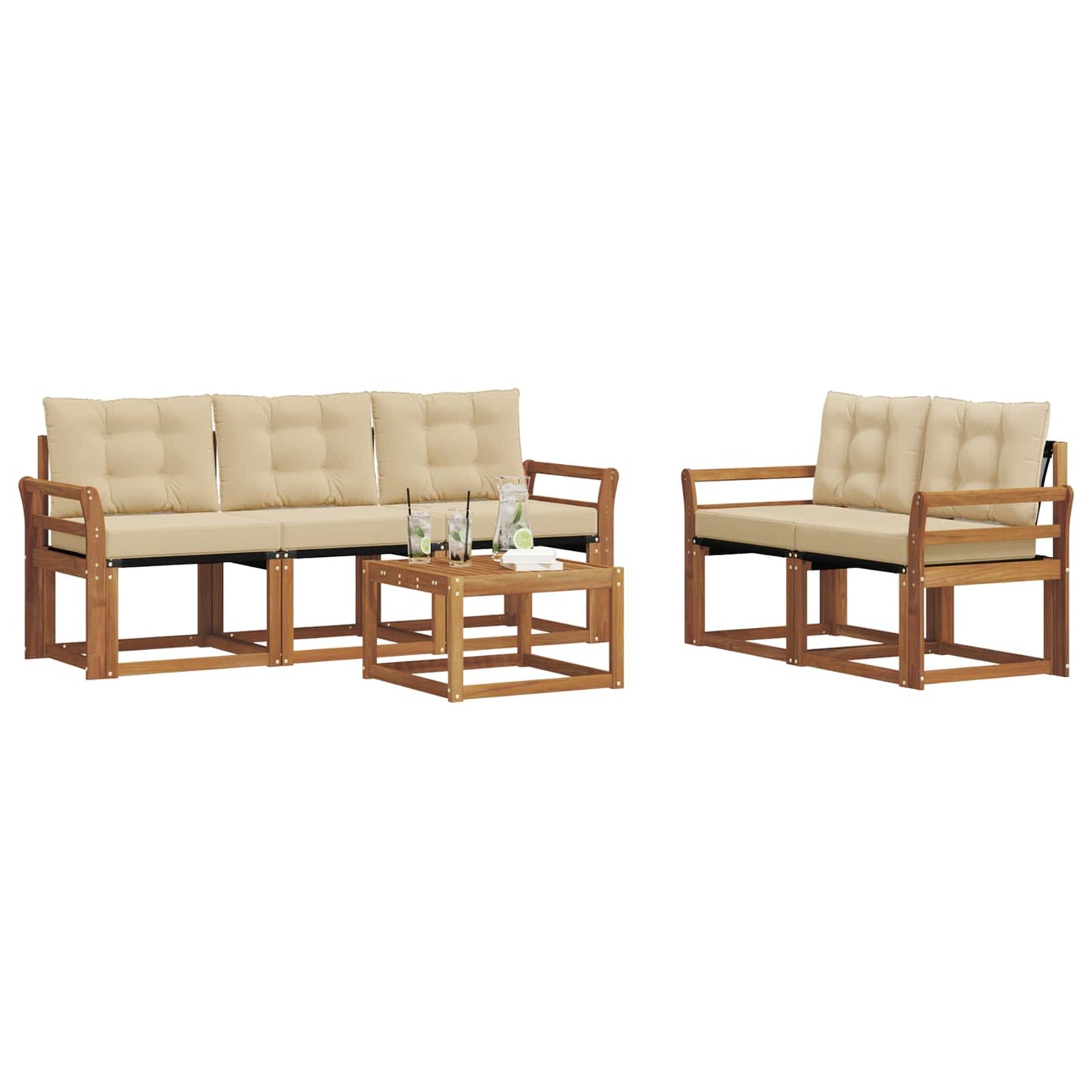 Buiten bankenset met kussen 6 pcs Natuurlijk en Beige is nu te koop bij PeponiXL, paradijselijk wonen!