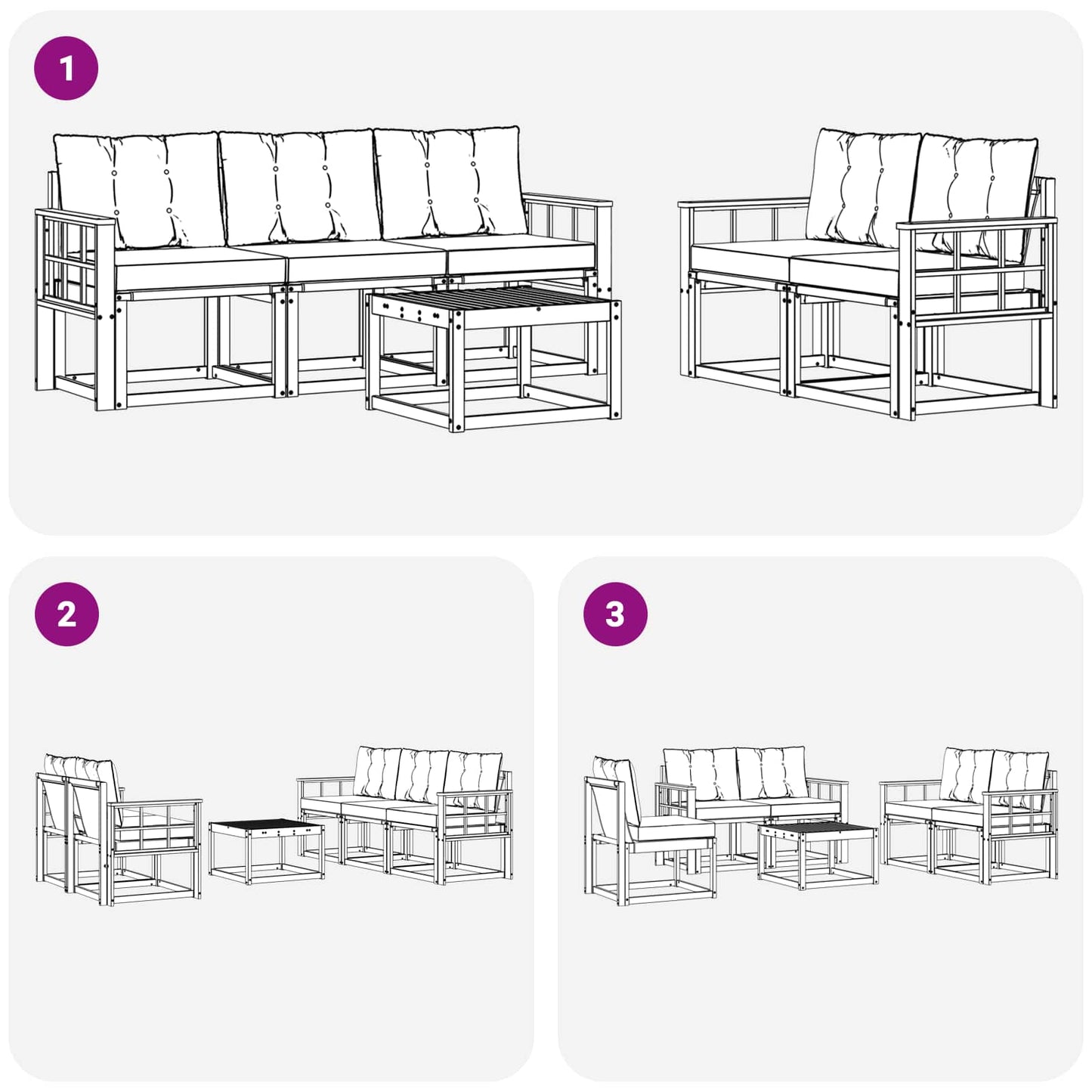 Buiten bankenset met kussen 6 pcs Natuurlijk en Zwart is nu te koop bij PeponiXL, paradijselijk wonen!