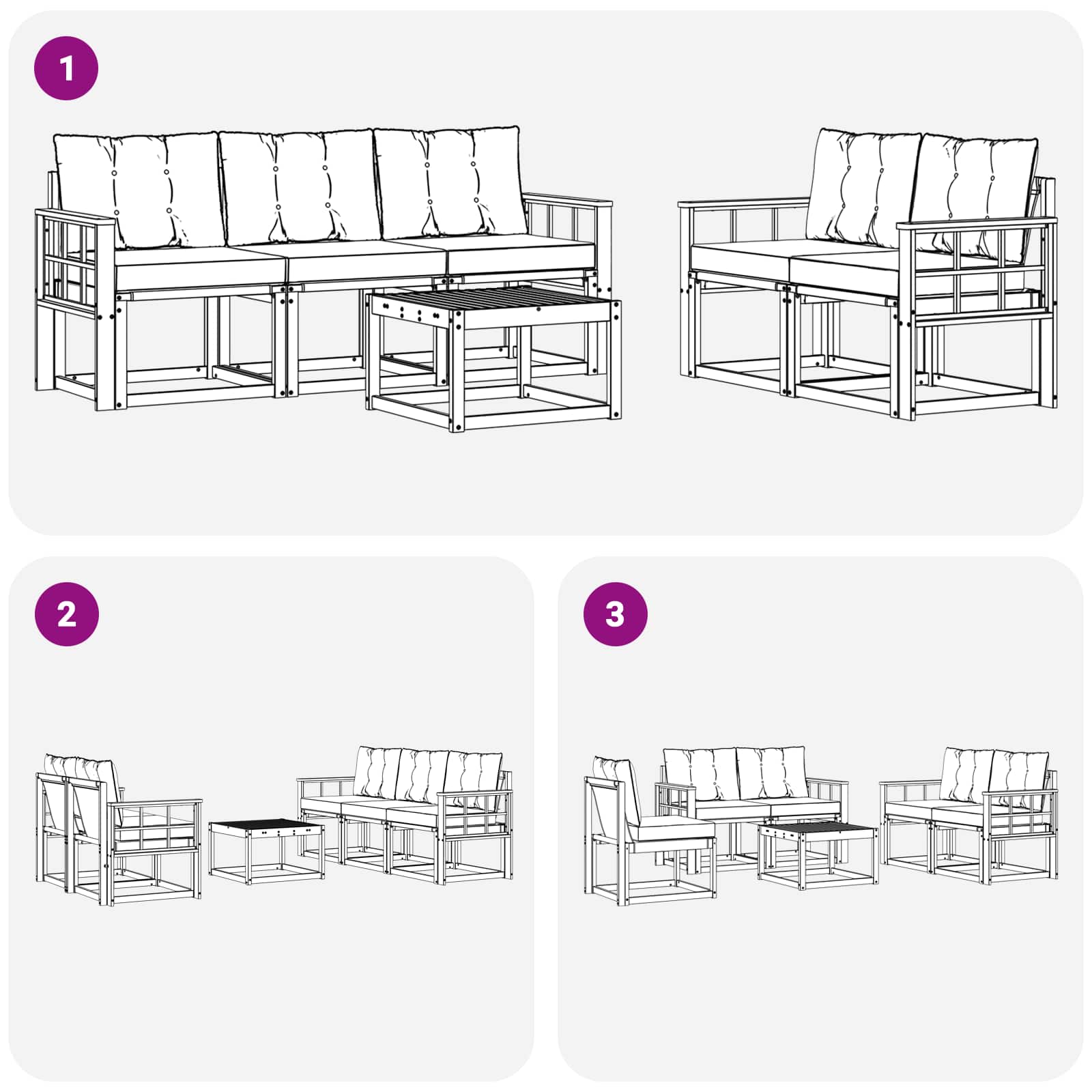 Buiten bankenset met kussen 6 pcs Natuurlijk en Zwart is nu te koop bij PeponiXL, paradijselijk wonen!