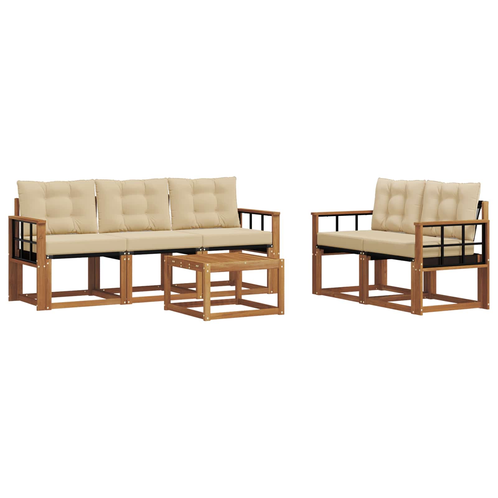 Buiten bankenset met kussen 6 pcs Natuurlijk en Beige is nu te koop bij PeponiXL, paradijselijk wonen!