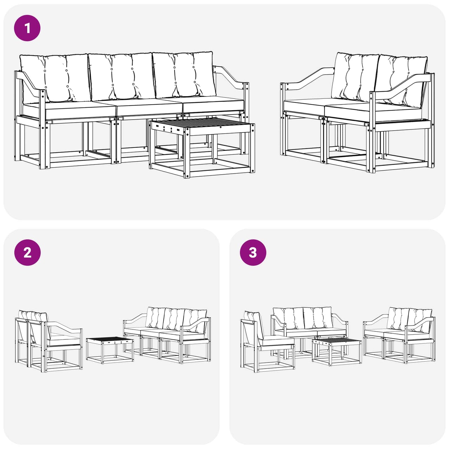 Buiten bankenset met kussen 6 pcs Natuurlijk en Lichtgrijs is nu te koop bij PeponiXL, paradijselijk wonen!