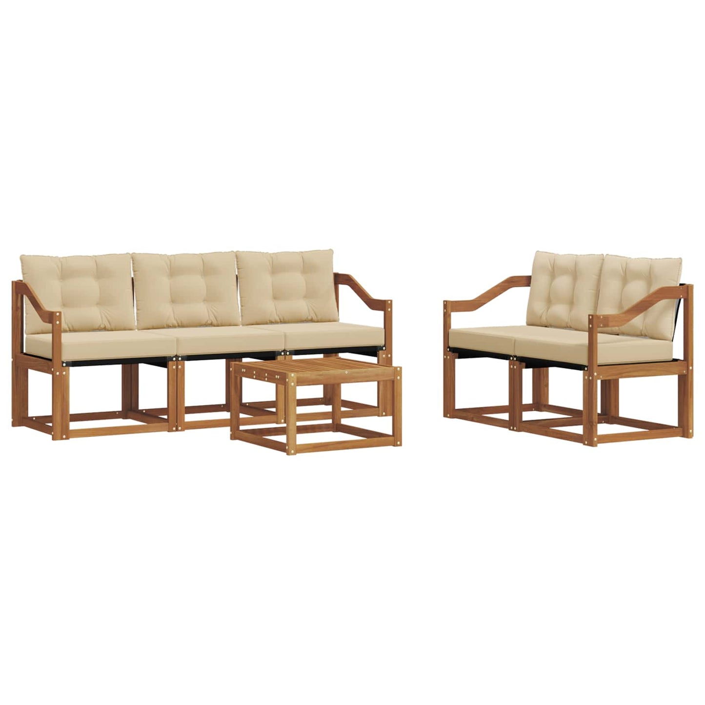 Buiten bankenset met kussen 6 pcs Natuurlijk en Beige is nu te koop bij PeponiXL, paradijselijk wonen!
