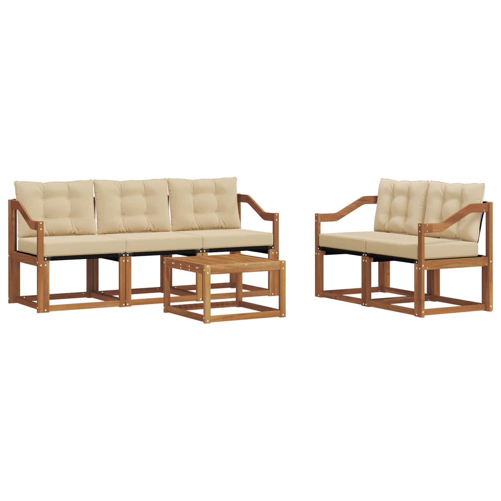 Buiten bankenset met kussen 6 pcs Natuurlijk en Beige is nu te koop bij PeponiXL, paradijselijk wonen!