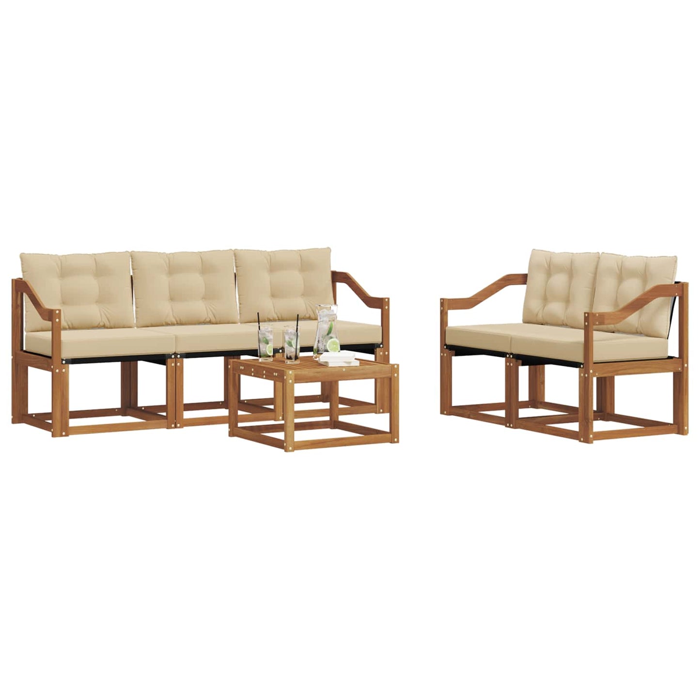 Buiten bankenset met kussen 6 pcs Natuurlijk en Beige is nu te koop bij PeponiXL, paradijselijk wonen!