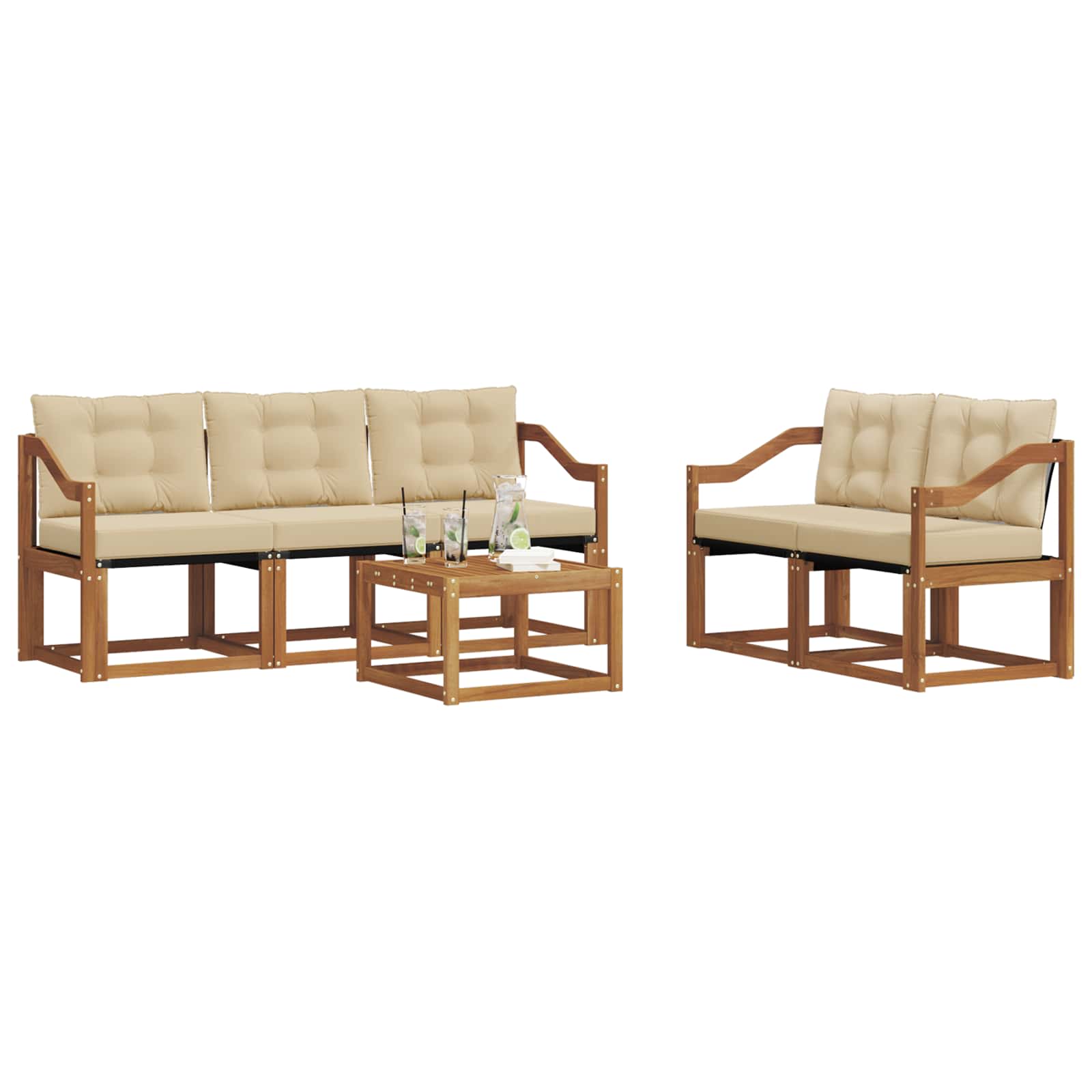 Buiten bankenset met kussen 6 pcs Natuurlijk en Beige is nu te koop bij PeponiXL, paradijselijk wonen!