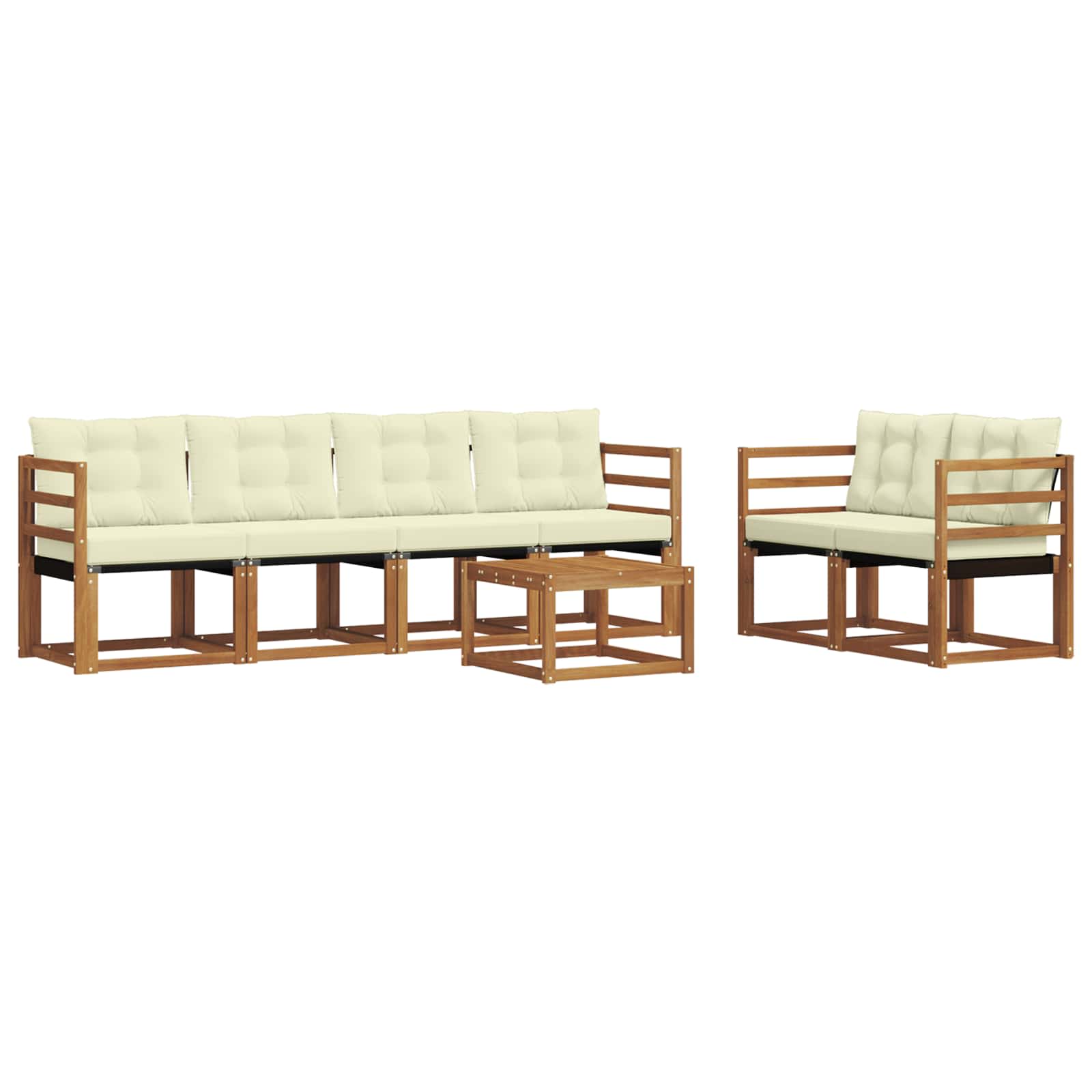 Buiten bankenset met kussen 7 pcs Natuurlijk en Crème is nu te koop bij PeponiXL, paradijselijk wonen!