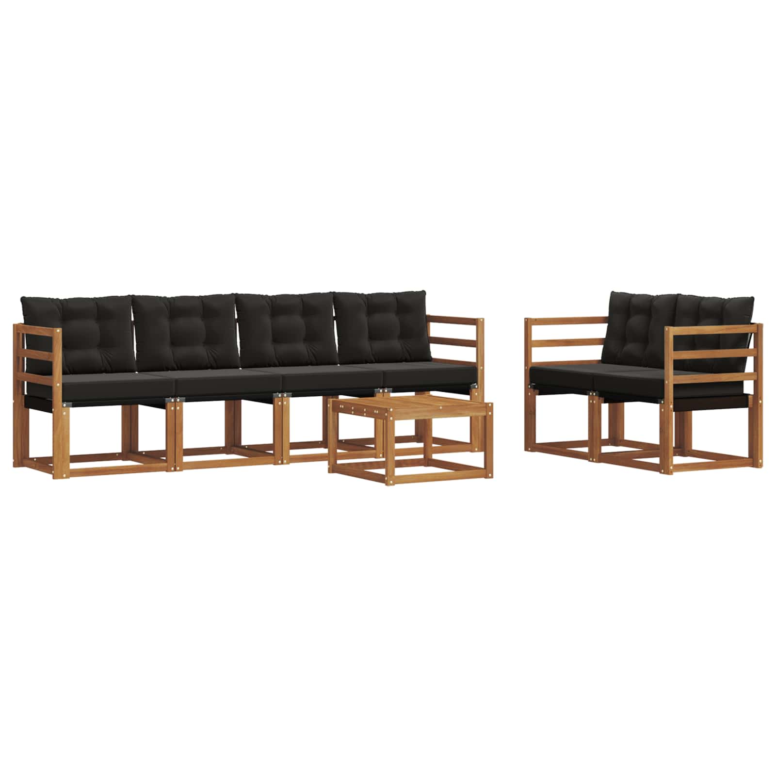 Buiten bankenset met kussen 7 pcs Natuurlijk en Zwart is nu te koop bij PeponiXL, paradijselijk wonen!