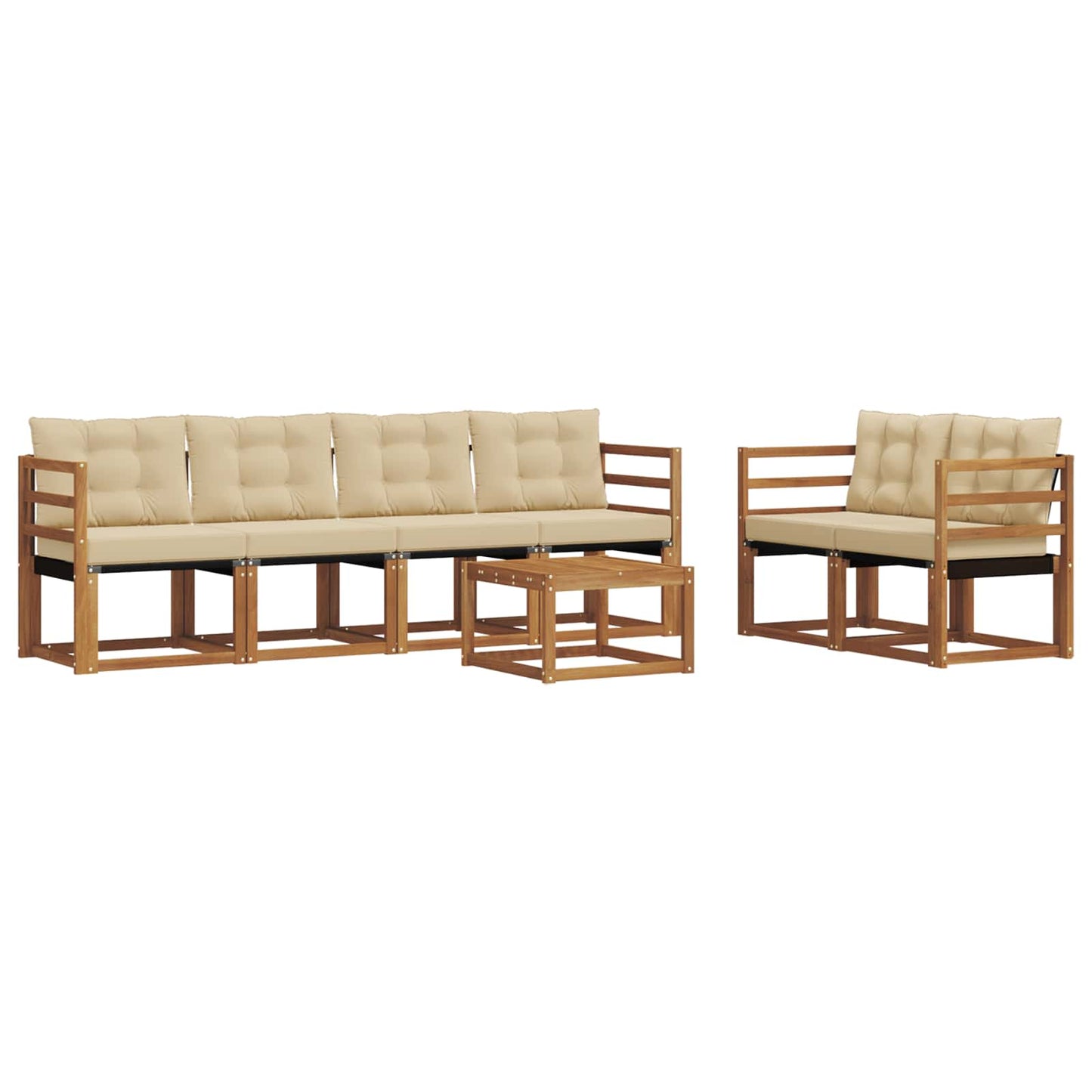 Buiten bankenset met kussen 7 pcs Natuurlijk en Beige is nu te koop bij PeponiXL, paradijselijk wonen!
