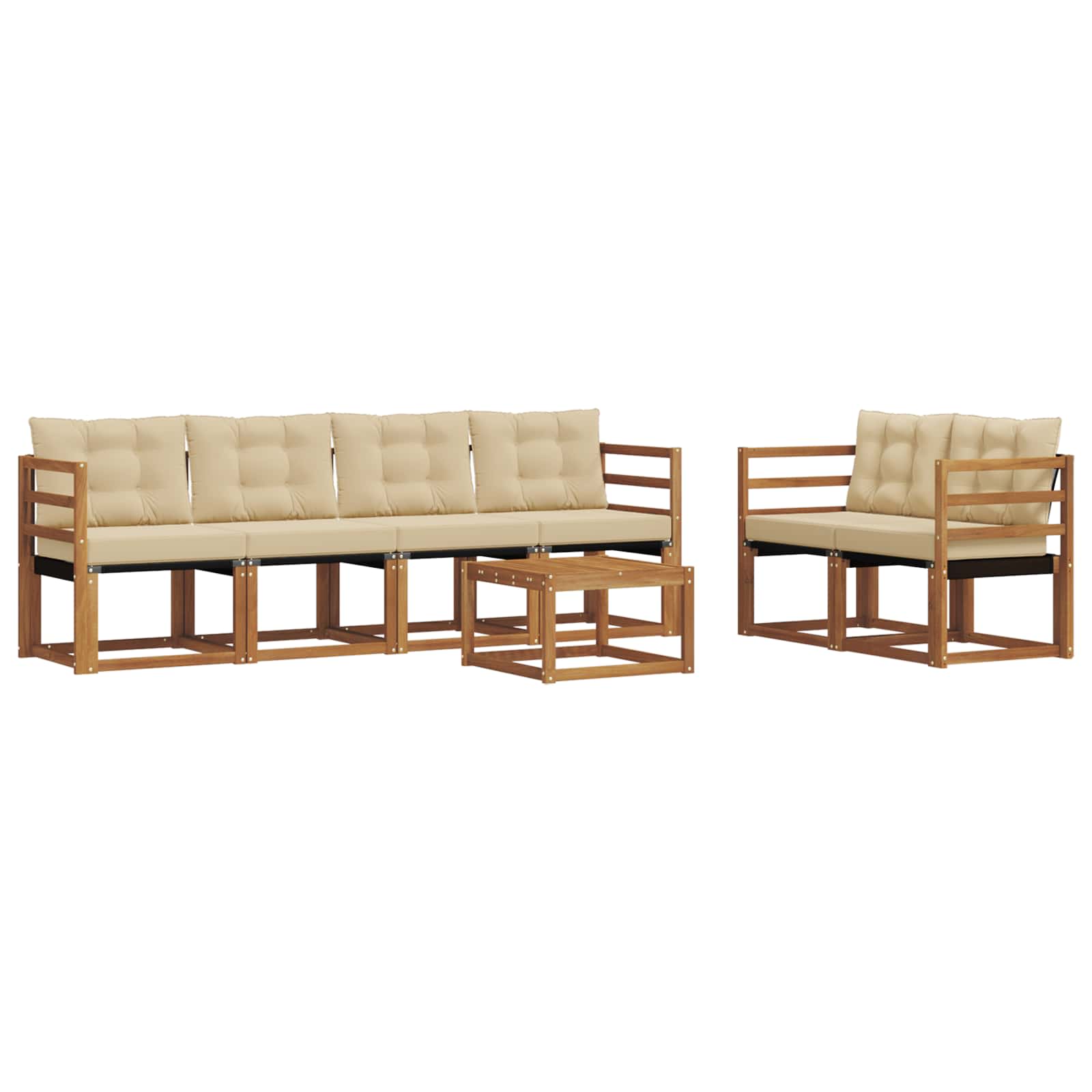 Buiten bankenset met kussen 7 pcs Natuurlijk en Beige is nu te koop bij PeponiXL, paradijselijk wonen!