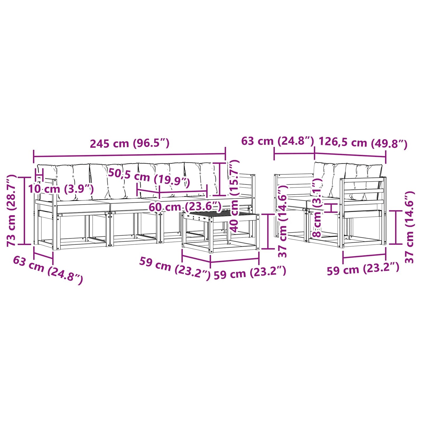Buiten bankenset met kussen 7 pcs Natuurlijk en Beige is nu te koop bij PeponiXL, paradijselijk wonen!