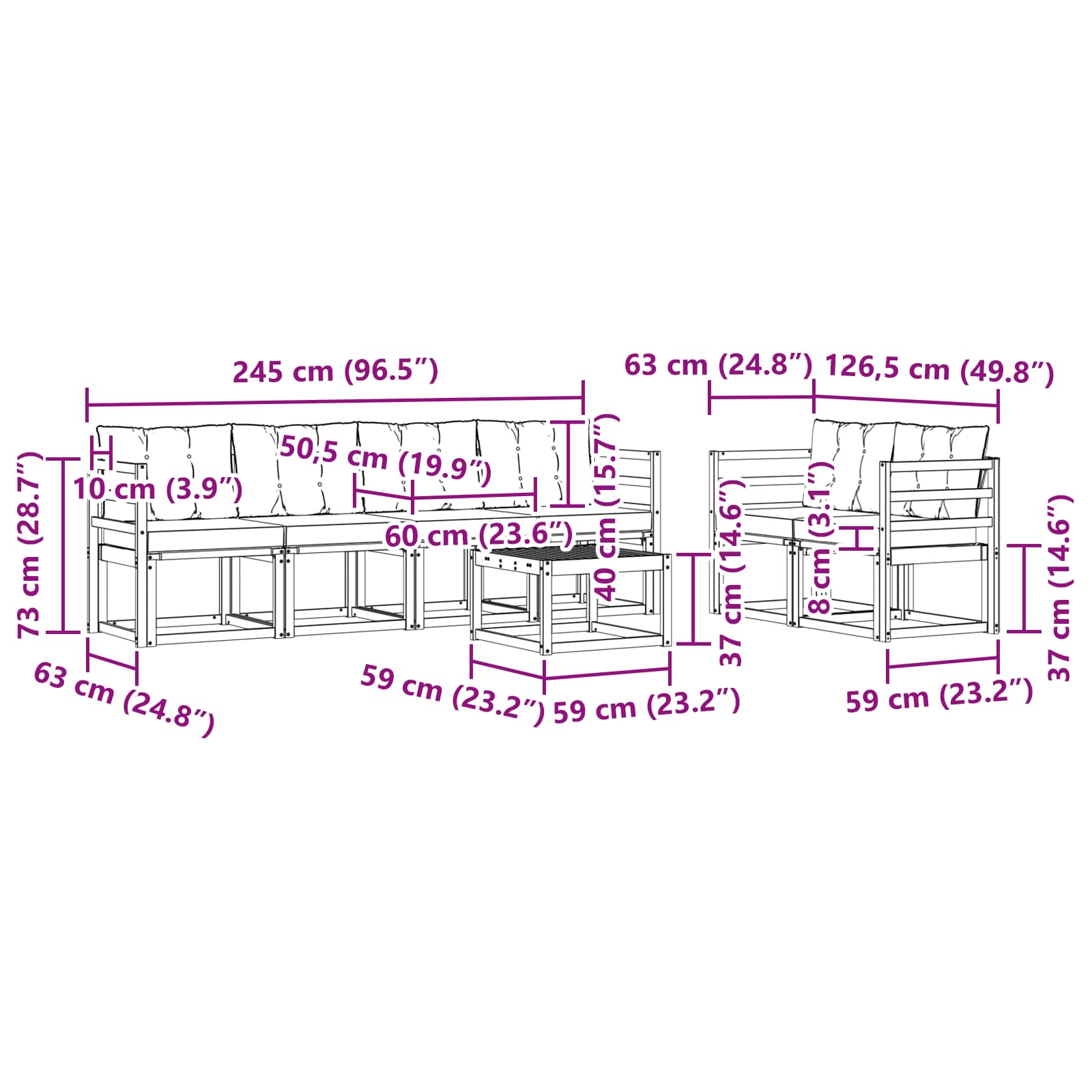 Buiten bankenset met kussen 7 pcs Natuurlijk en Beige is nu te koop bij PeponiXL, paradijselijk wonen!