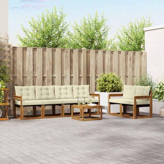 Buiten bankenset met kussen 7 pcs Natuurlijk en Crème is nu te koop bij PeponiXL, paradijselijk wonen!