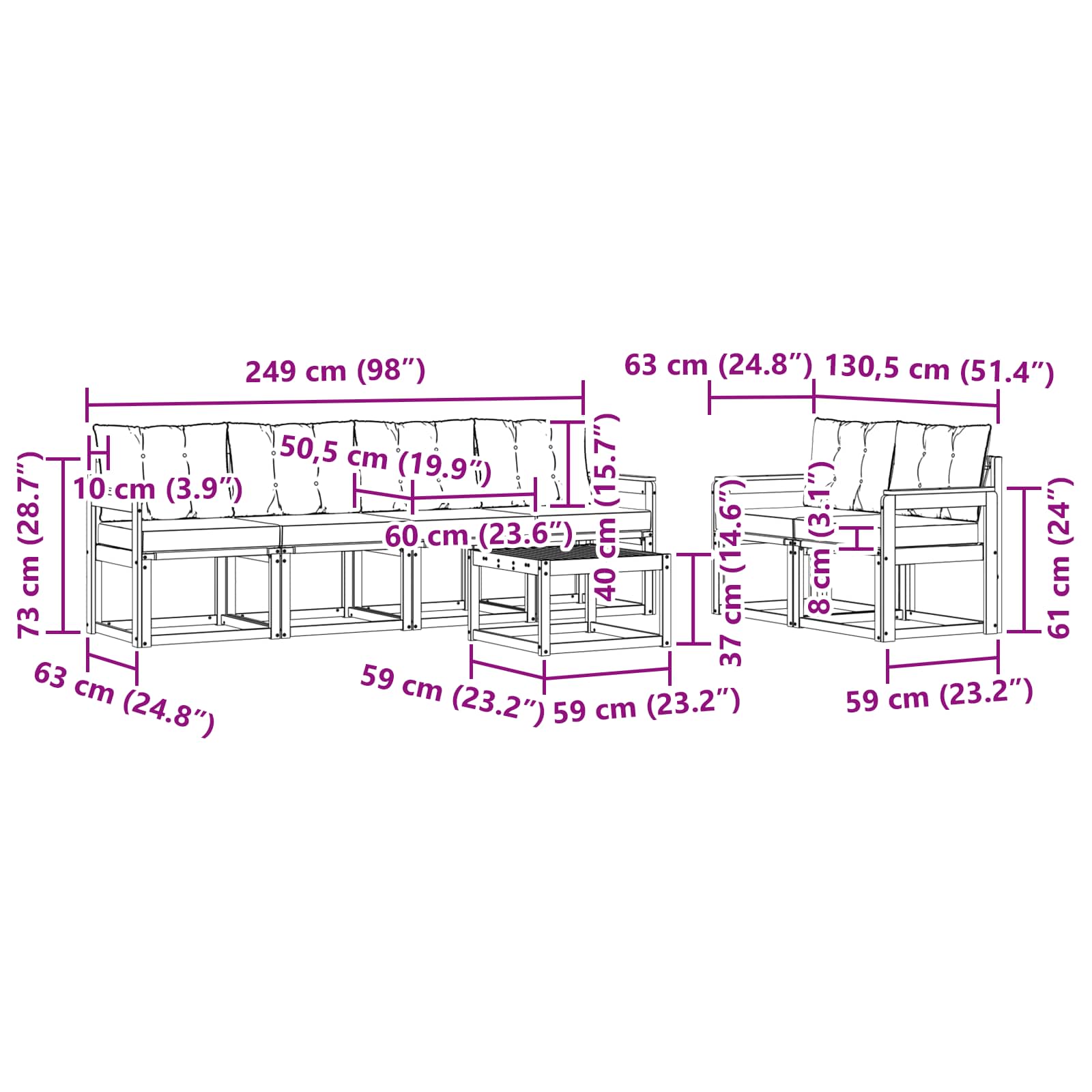 Buiten bankenset met kussen 7 pcs Natuurlijk en Crème is nu te koop bij PeponiXL, paradijselijk wonen!