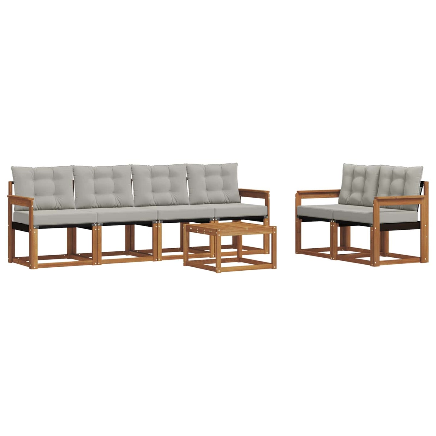 Buiten bankenset met kussen 7 pcs Natuurlijk en Lichtgrijs is nu te koop bij PeponiXL, paradijselijk wonen!