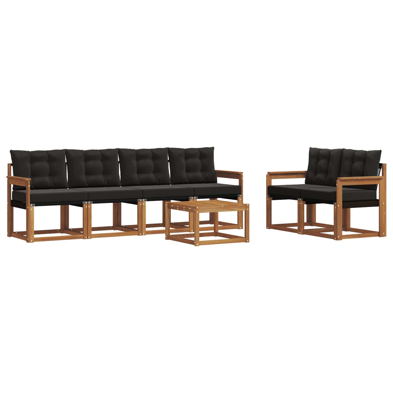 Buiten bankenset met kussen 7 pcs Natuurlijk en Zwart is nu te koop bij PeponiXL, paradijselijk wonen!