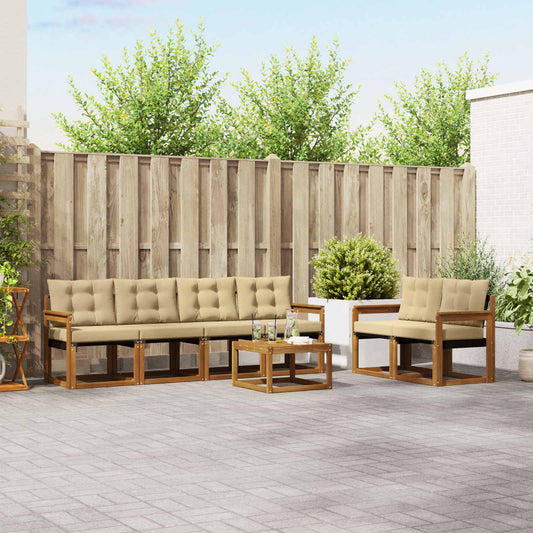 Buiten bankenset met kussen 7 pcs Natuurlijk en Beige is nu te koop bij PeponiXL, paradijselijk wonen!