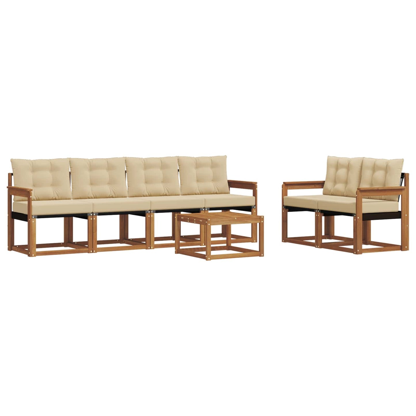 Buiten bankenset met kussen 7 pcs Natuurlijk en Beige is nu te koop bij PeponiXL, paradijselijk wonen!