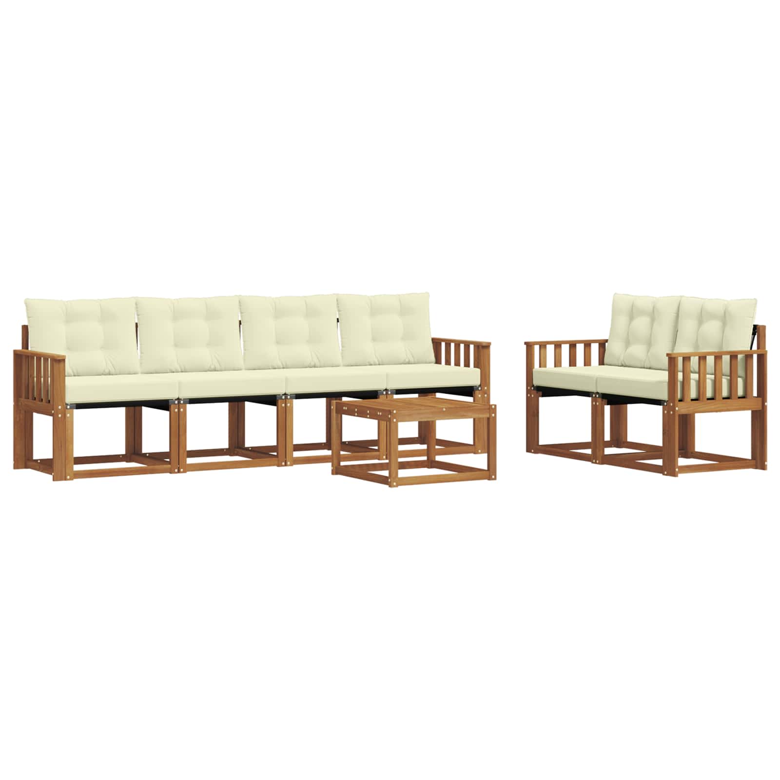 Buiten bankenset met kussen 7 pcs Natuurlijk en Crème is nu te koop bij PeponiXL, paradijselijk wonen!
