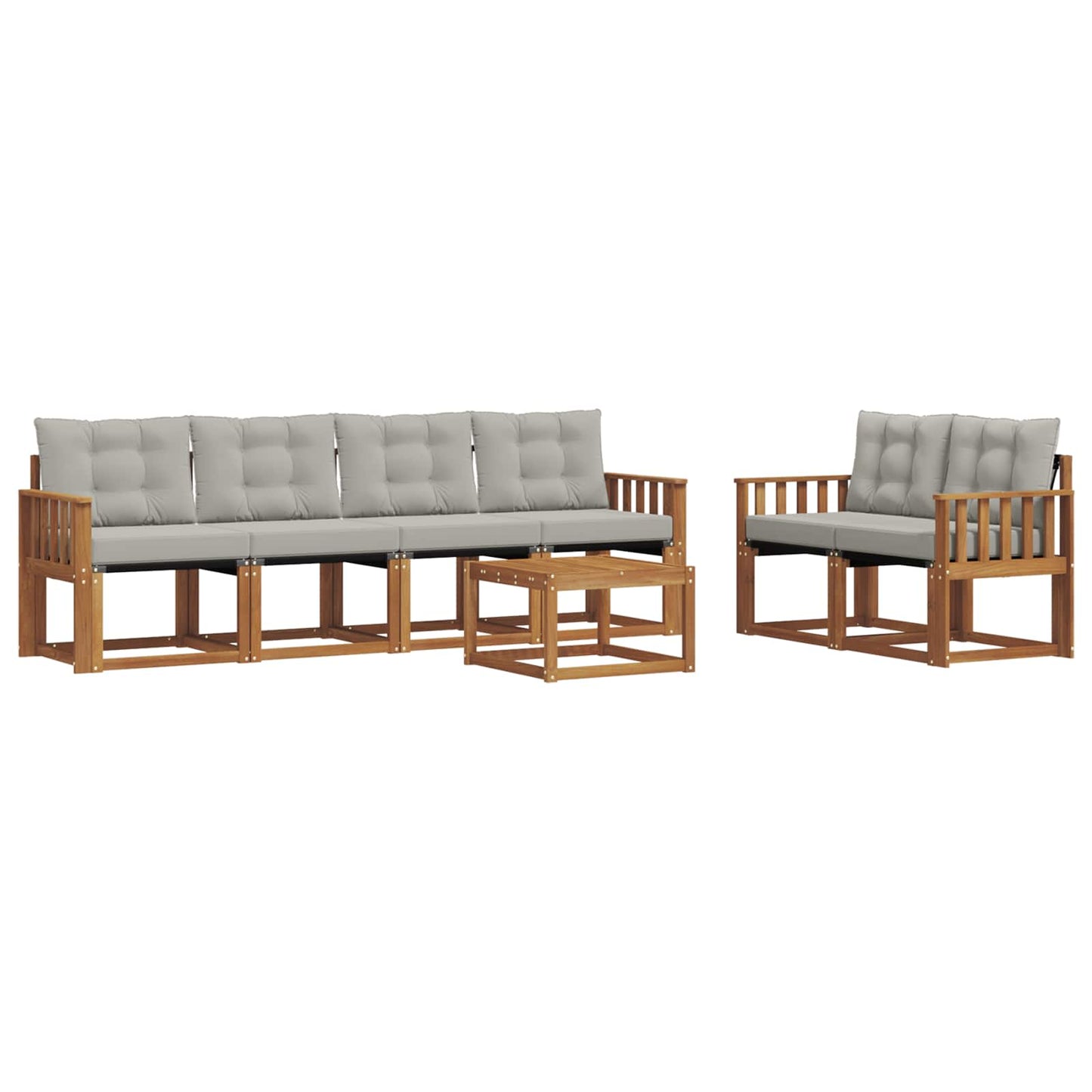 Buiten bankenset met kussen 7 pcs Natuurlijk en Lichtgrijs is nu te koop bij PeponiXL, paradijselijk wonen!