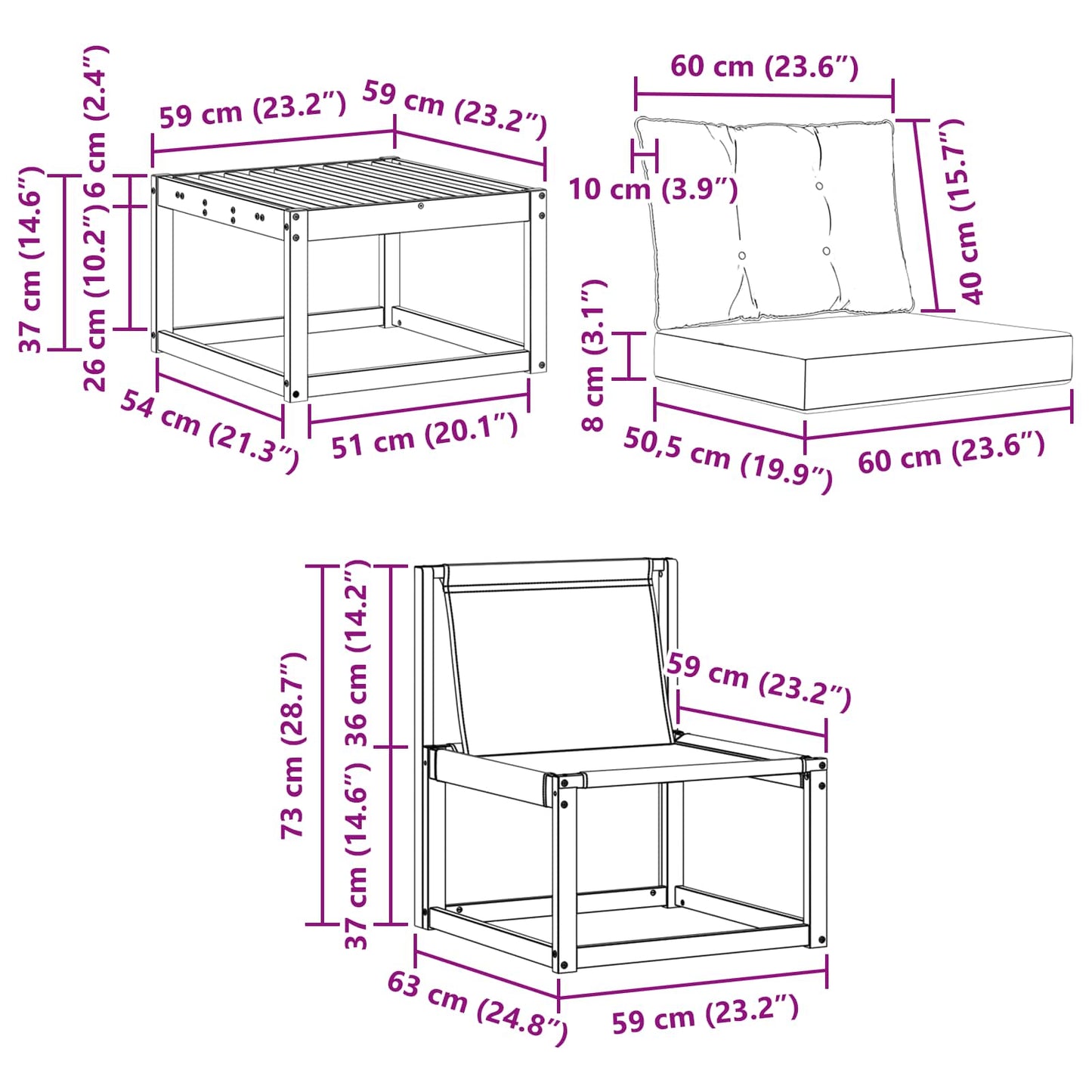 Buiten bankenset met kussen 7 pcs Natuurlijk en Zwart is nu te koop bij PeponiXL, paradijselijk wonen!