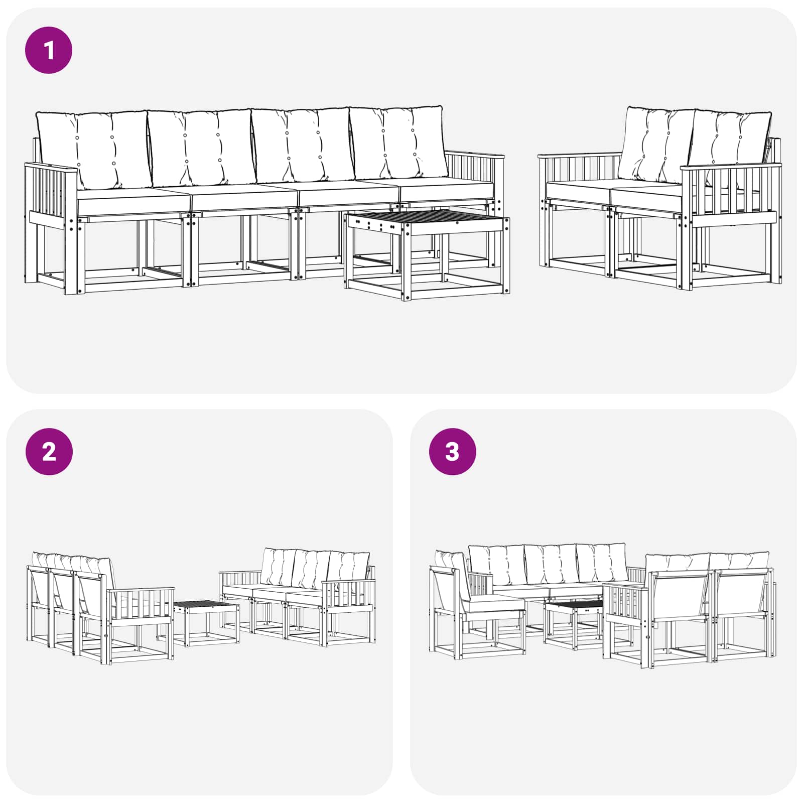 Buiten bankenset met kussen 7 pcs Natuurlijk en Zwart is nu te koop bij PeponiXL, paradijselijk wonen!