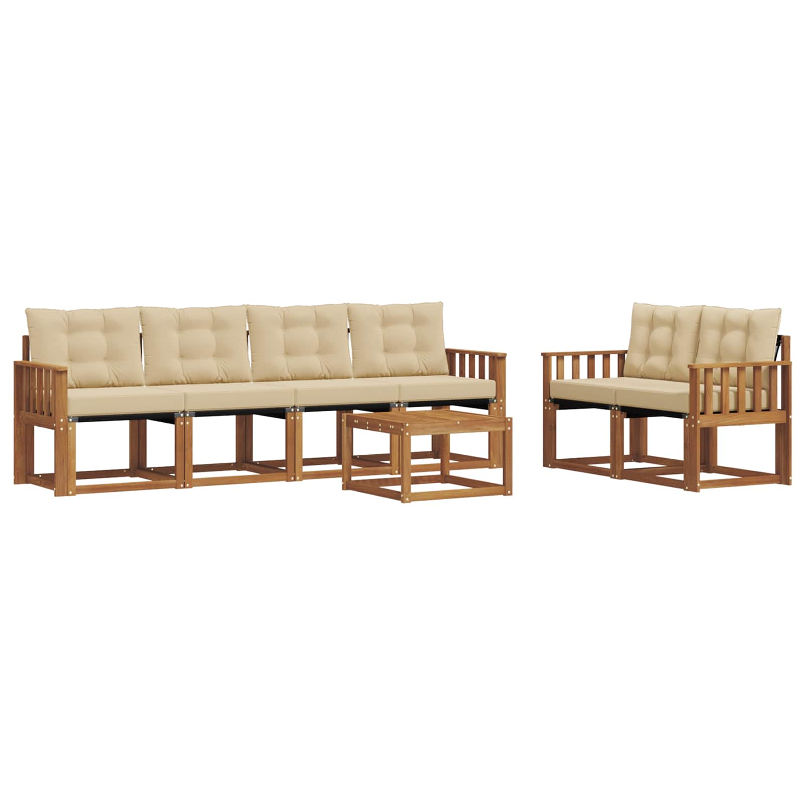Buiten bankenset met kussen 7 pcs Natuurlijk en Beige is nu te koop bij PeponiXL, paradijselijk wonen!