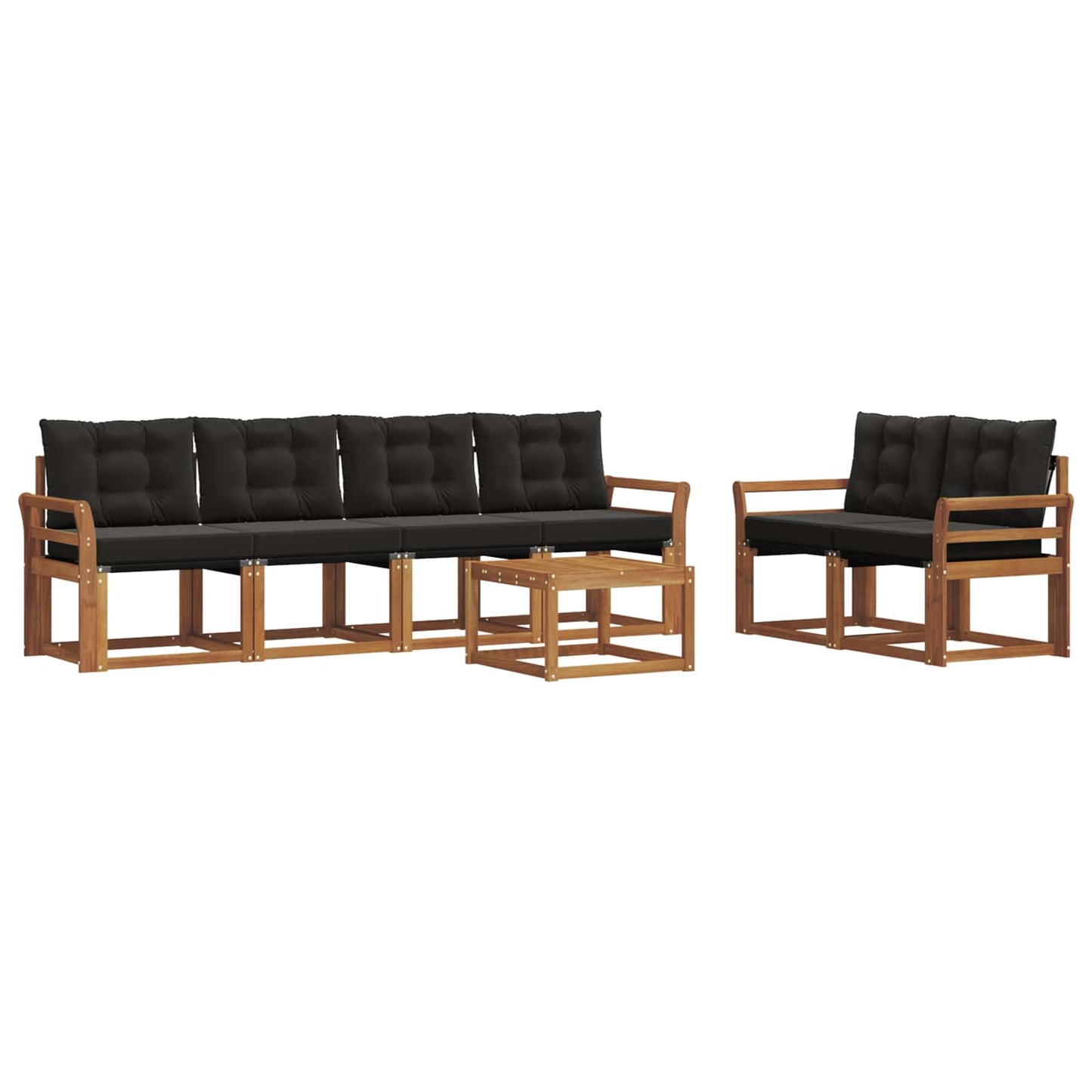 Buiten bankenset met kussen 7 pcs Natuurlijk en Zwart is nu te koop bij PeponiXL, paradijselijk wonen!