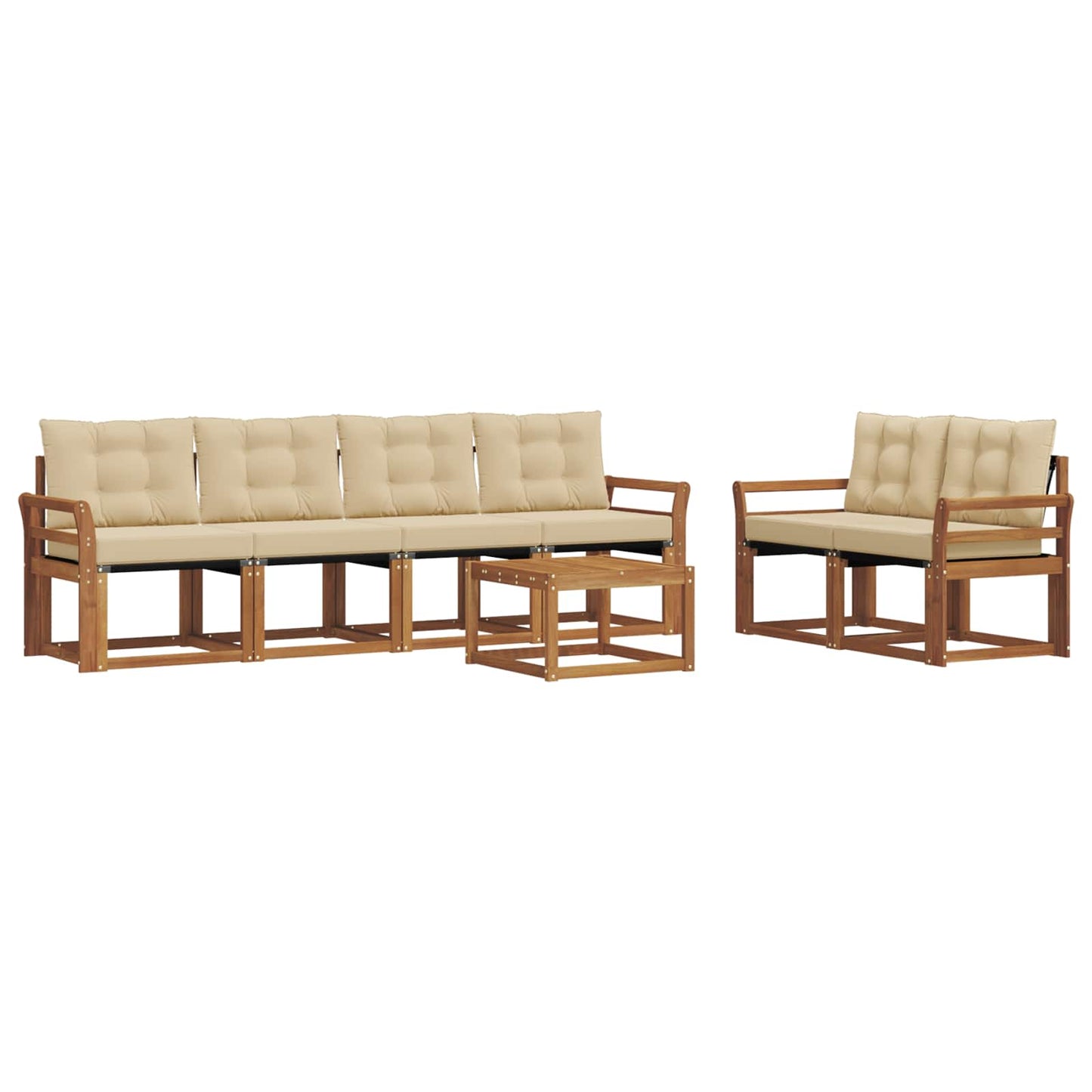 Buiten bankenset met kussen 7 pcs Natuurlijk en Beige is nu te koop bij PeponiXL, paradijselijk wonen!