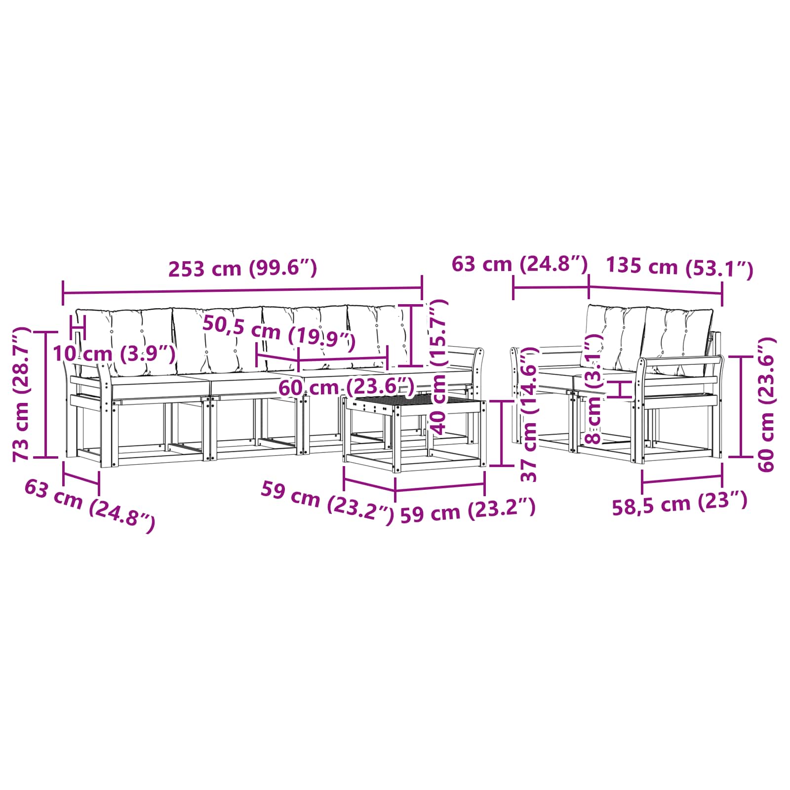 Buiten bankenset met kussen 7 pcs Natuurlijk en Beige is nu te koop bij PeponiXL, paradijselijk wonen!
