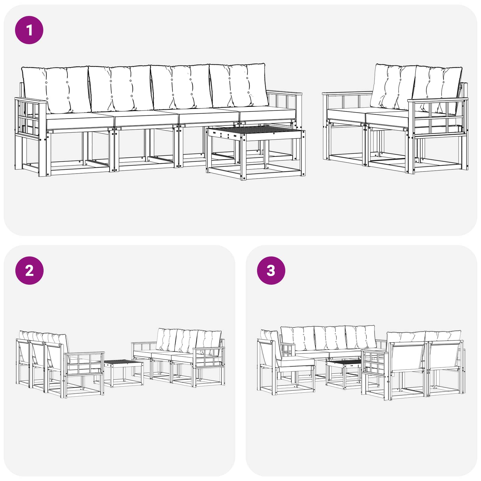 Buiten bankenset met kussen 7 pcs Natuurlijk en Zwart is nu te koop bij PeponiXL, paradijselijk wonen!