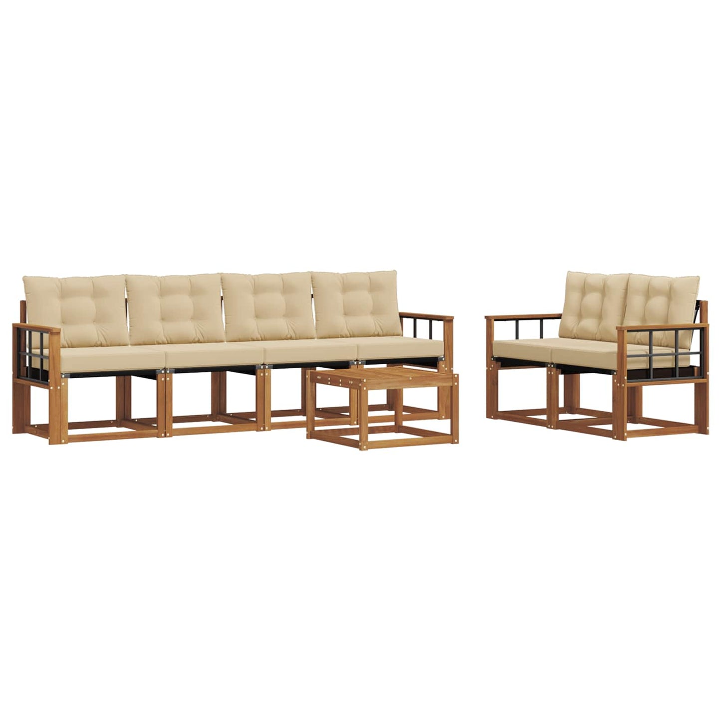 Buiten bankenset met kussen 7 pcs Natuurlijk en Beige is nu te koop bij PeponiXL, paradijselijk wonen!
