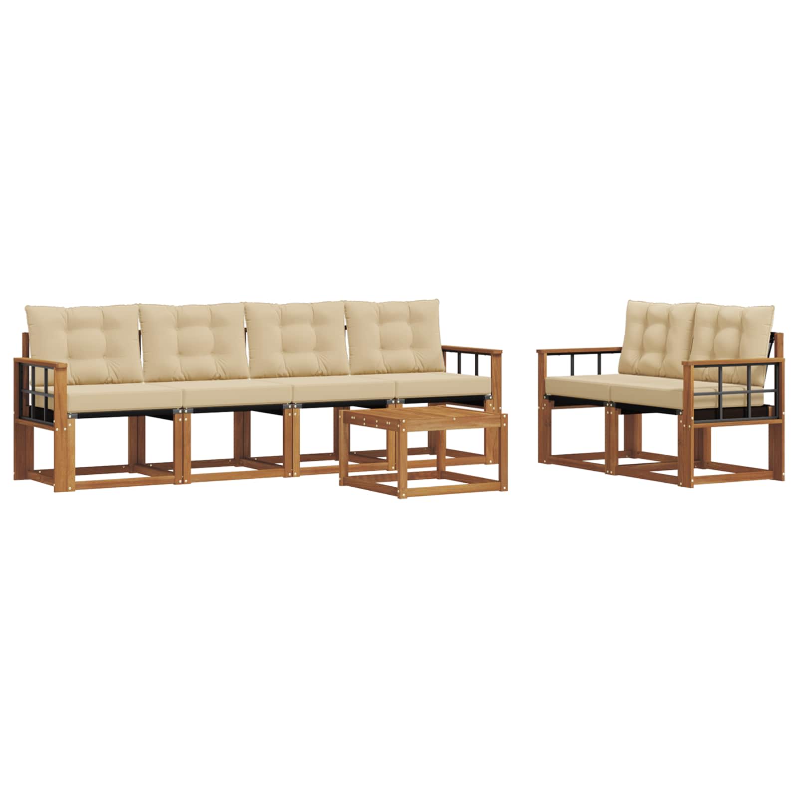 Buiten bankenset met kussen 7 pcs Natuurlijk en Beige is nu te koop bij PeponiXL, paradijselijk wonen!