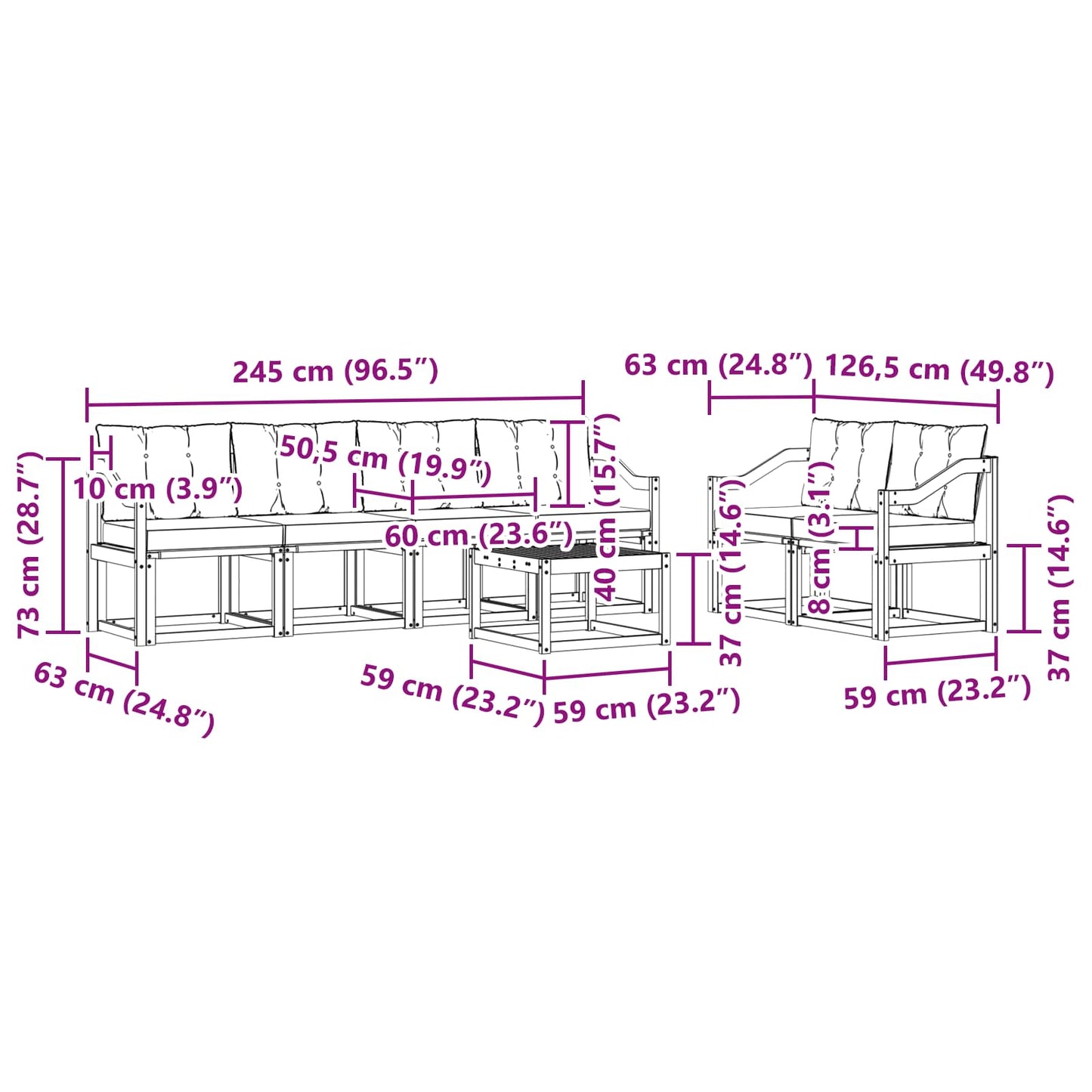 Buiten bankenset met kussen 7 pcs Natuurlijk en Crème is nu te koop bij PeponiXL, paradijselijk wonen!