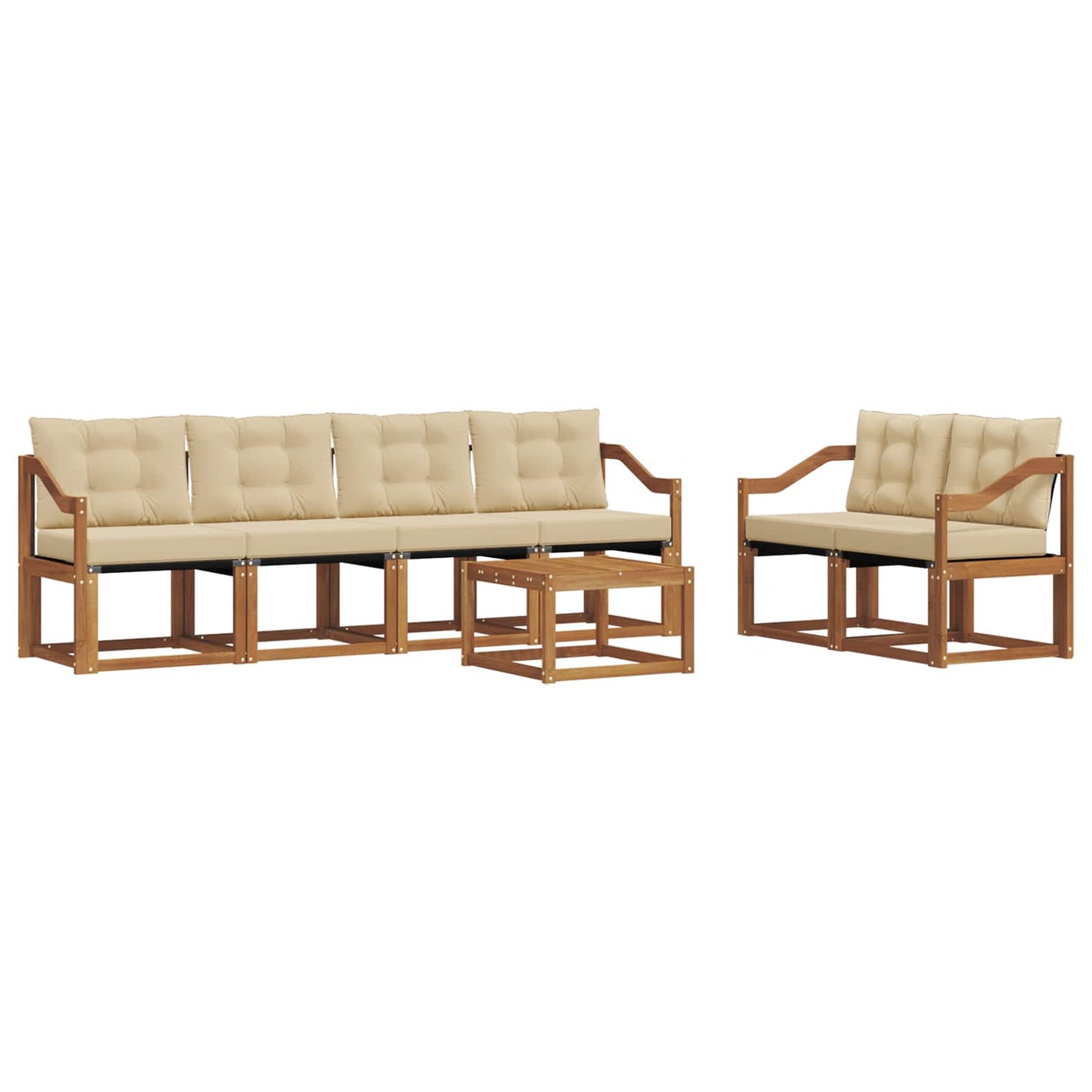 Buiten bankenset met kussen 7 pcs Natuurlijk en Beige is nu te koop bij PeponiXL, paradijselijk wonen!