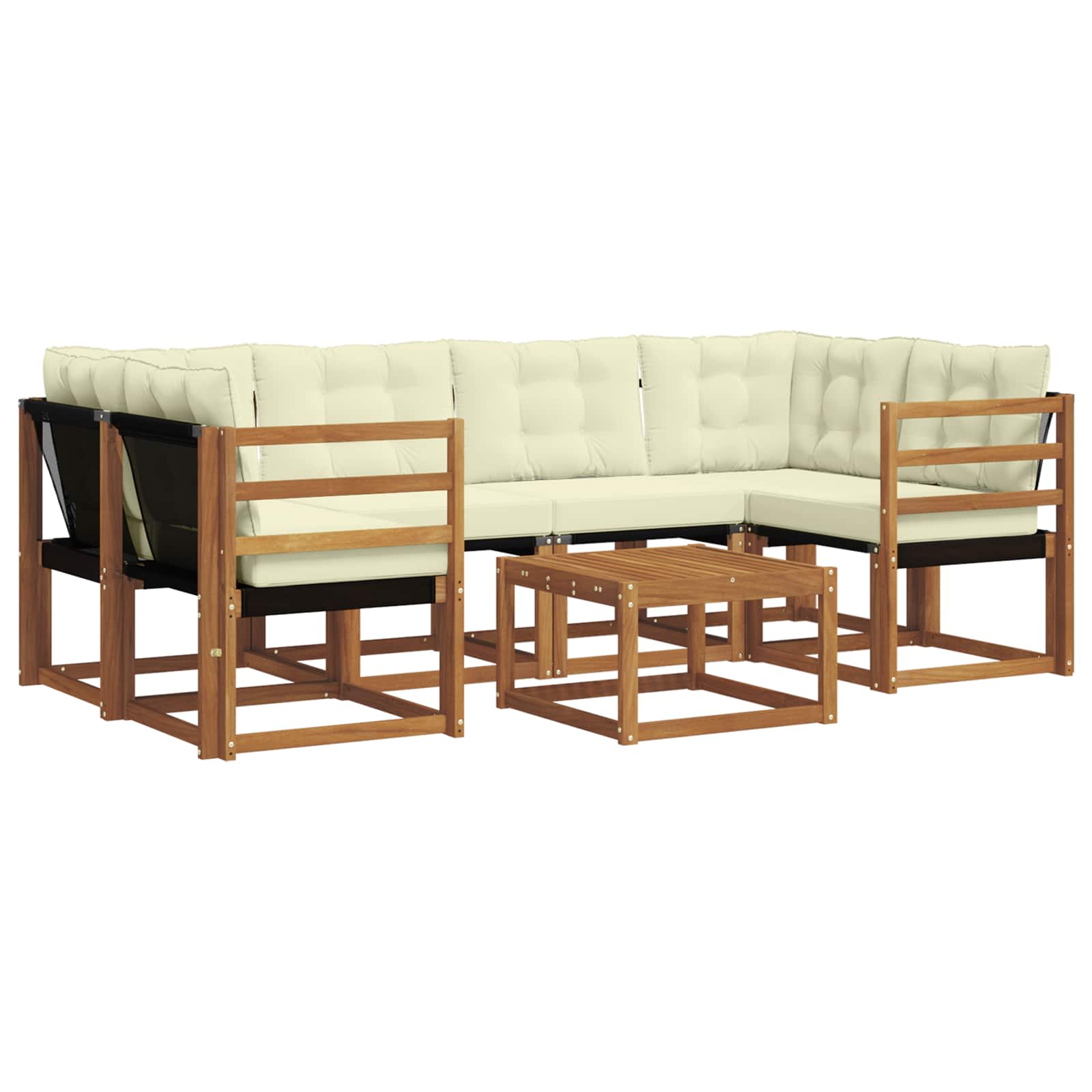 Buiten bankenset met kussen 7 pcs Natuurlijk en Crème is nu te koop bij PeponiXL, paradijselijk wonen!