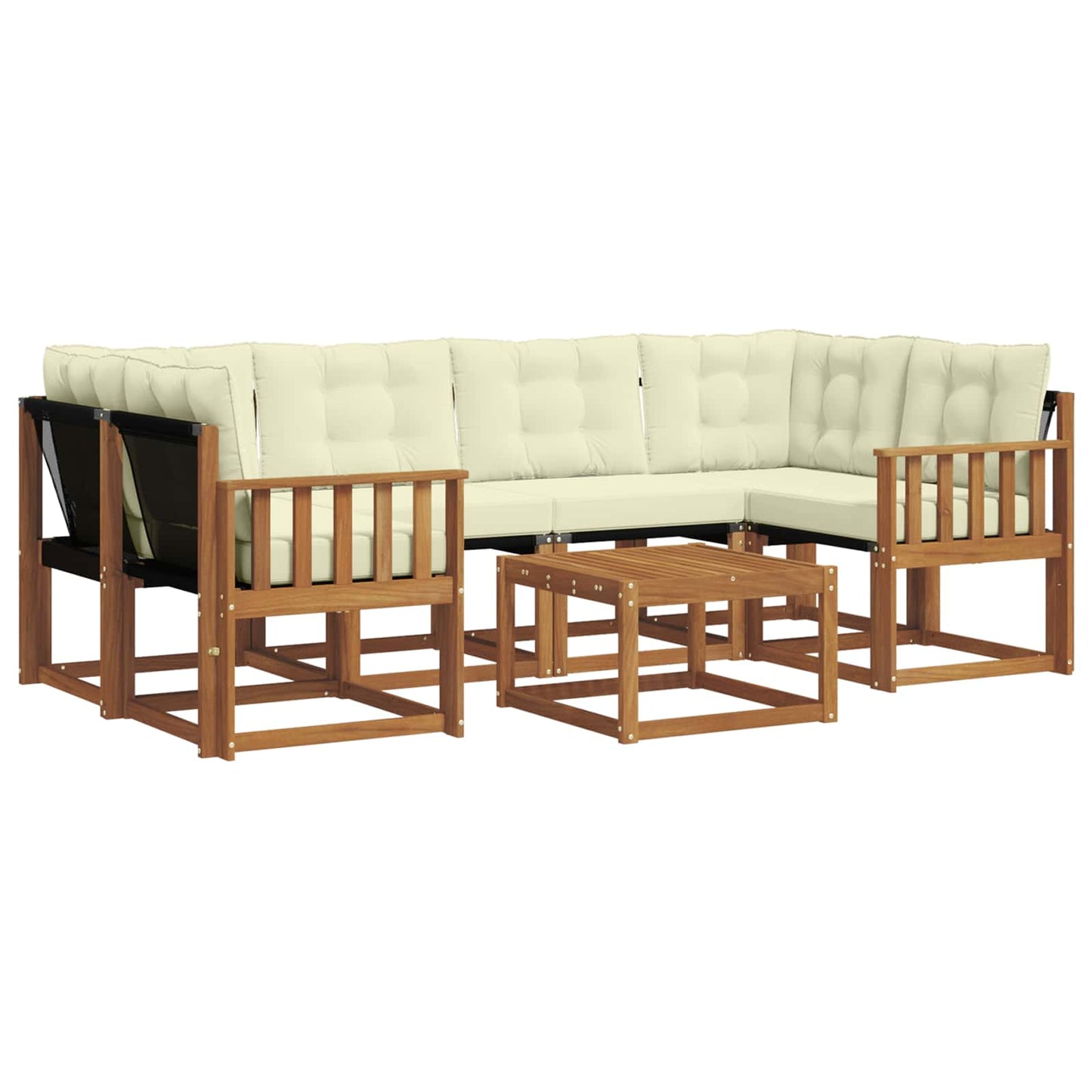 Buiten bankenset met kussen 7 pcs Natuurlijk en Crème is nu te koop bij PeponiXL, paradijselijk wonen!