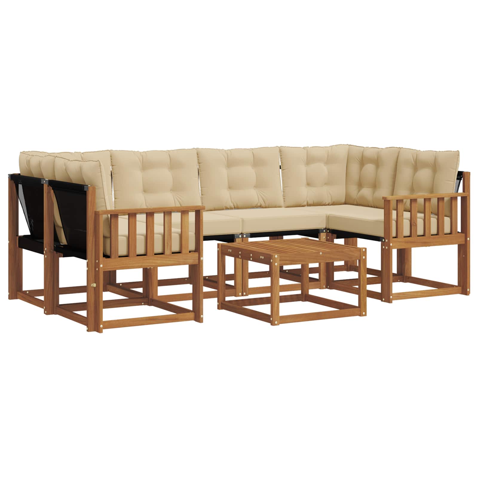 Buiten bankenset met kussen 7 pcs Natuurlijk en Beige is nu te koop bij PeponiXL, paradijselijk wonen!