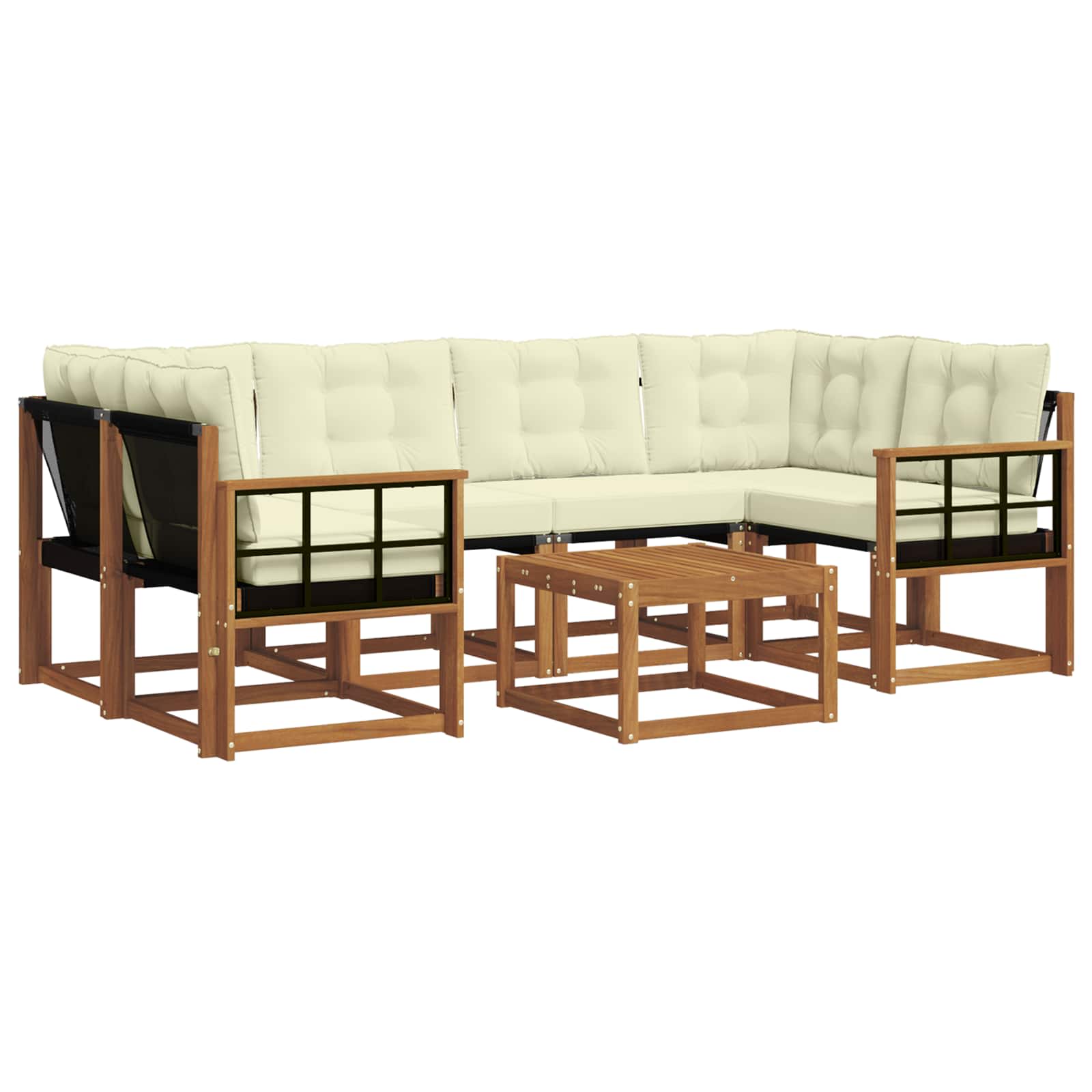 Buiten bankenset met kussen 7 pcs Natuurlijk en Crème is nu te koop bij PeponiXL, paradijselijk wonen!